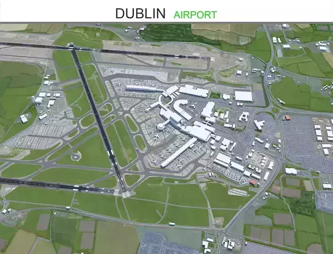 Dublin Airport 15km Low-poly 3D model