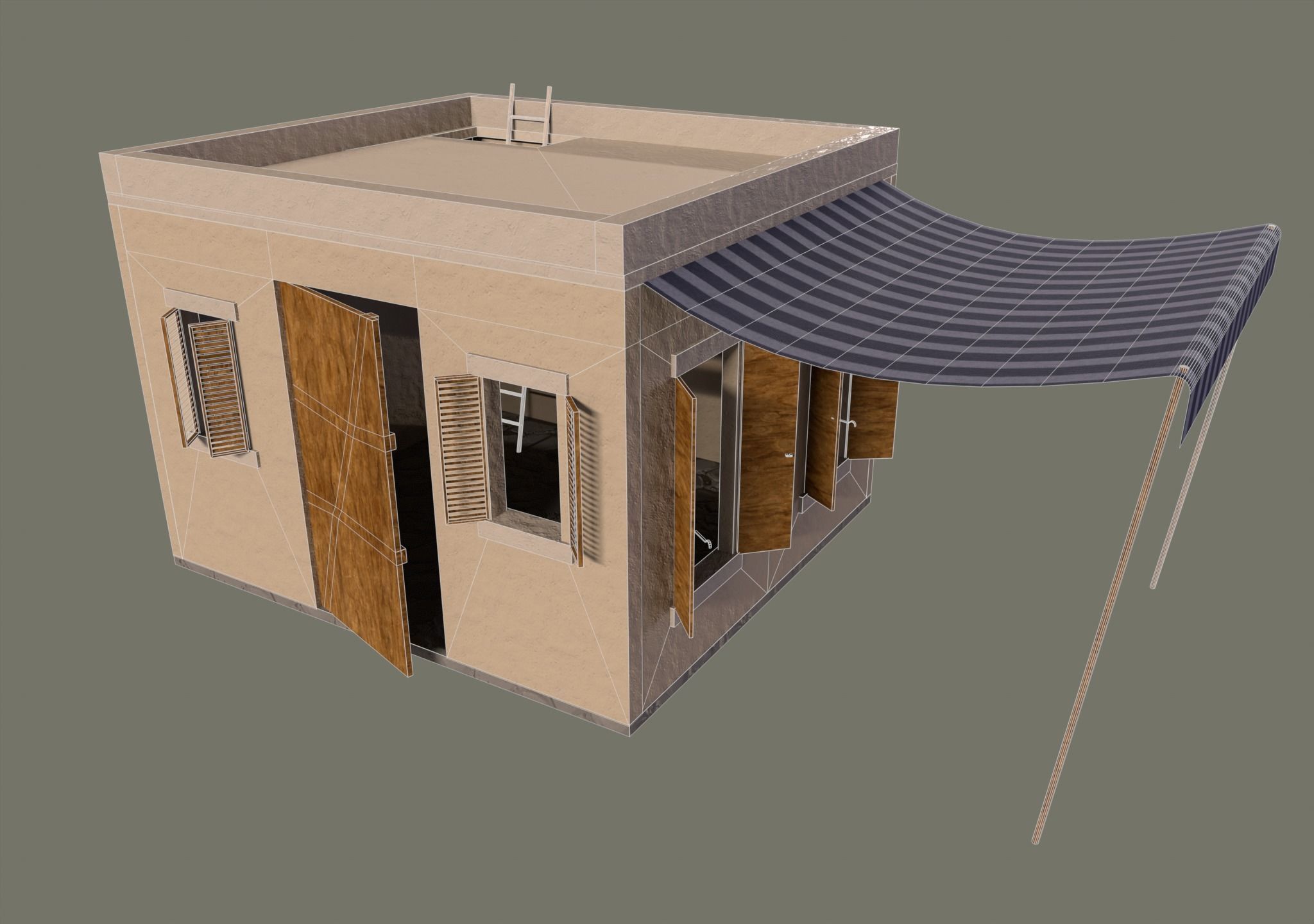 Desert House Low-poly 3D model_2