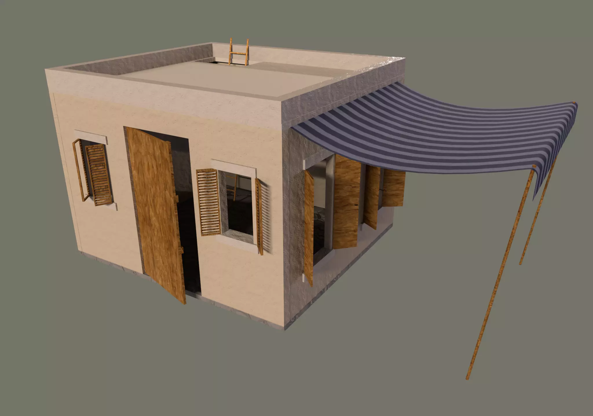 Desert House Low-poly 3D model_0