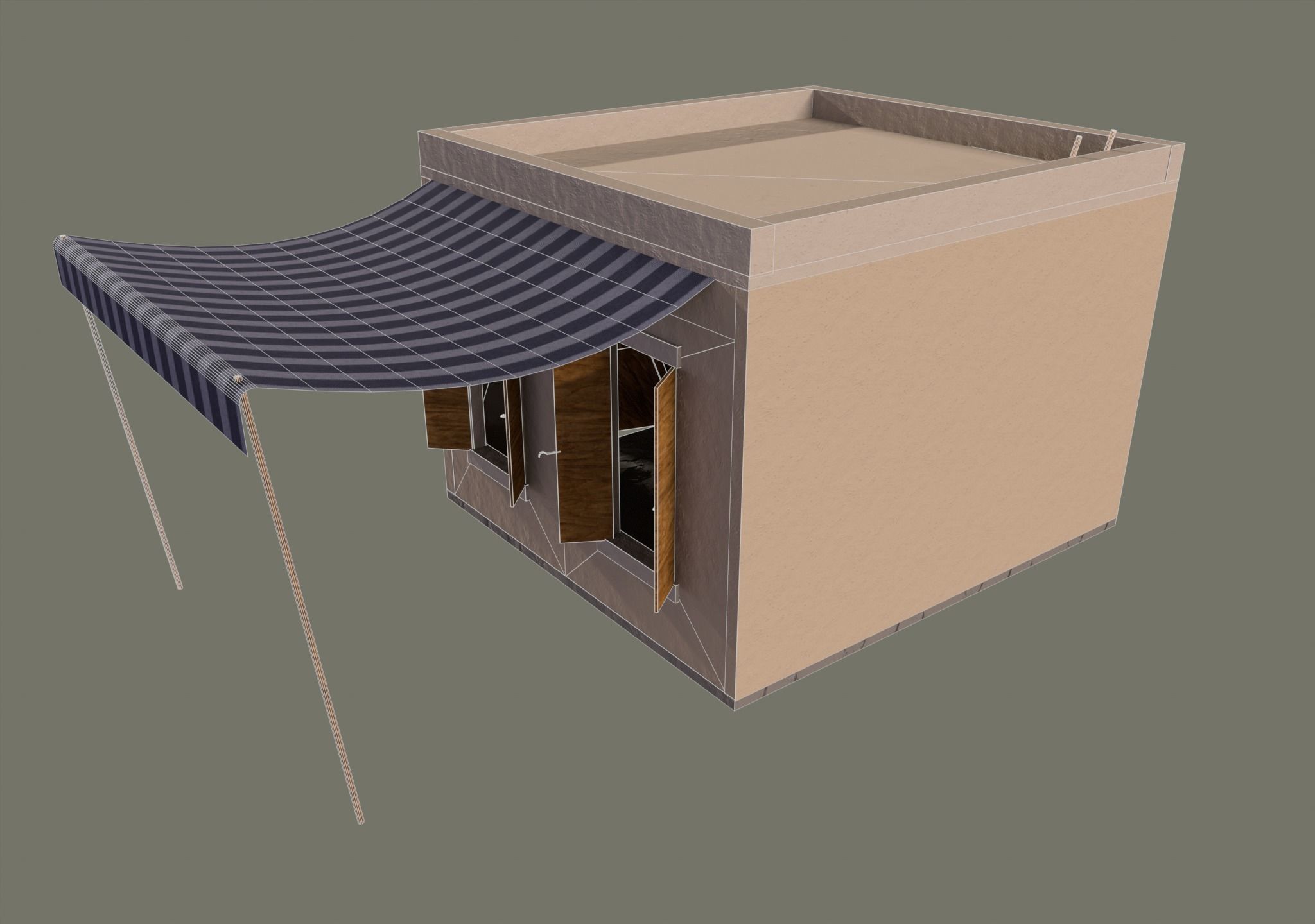 Desert House Low-poly 3D model_6