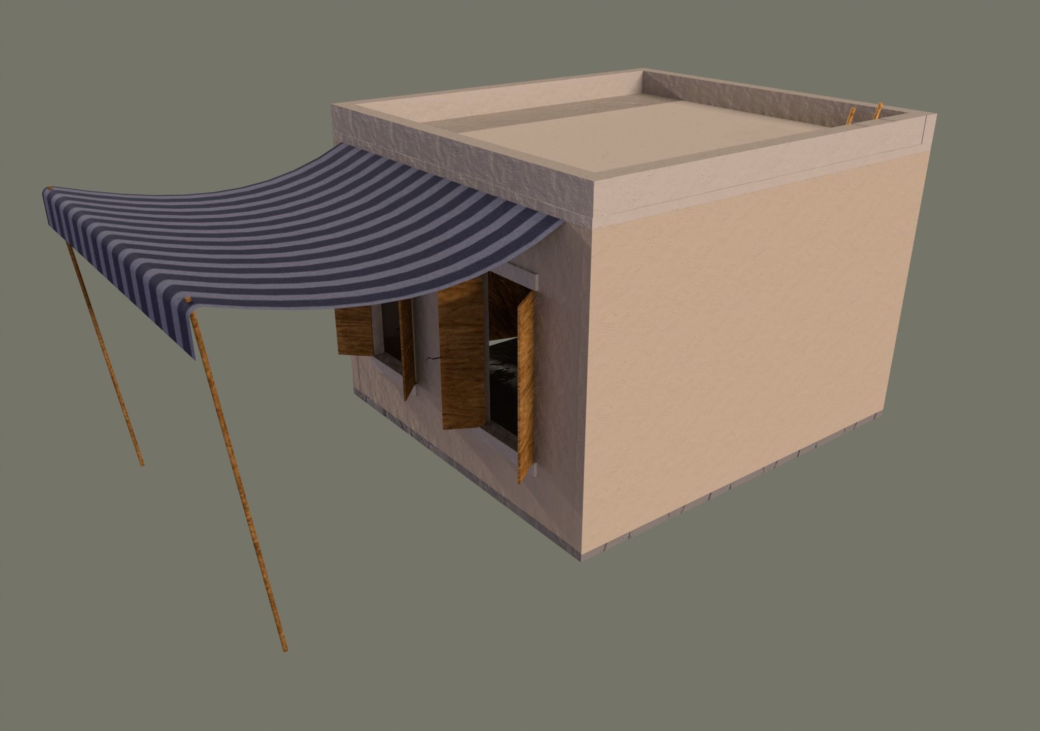 Desert House Low-poly 3D model_5