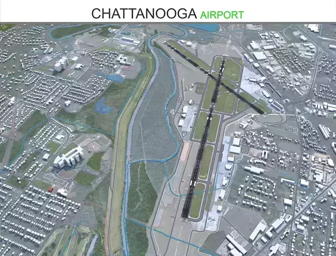 Chattanooga Airport 10km Low-poly 3D model
