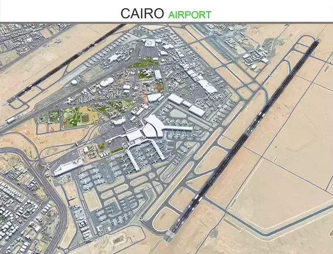 Cairo Airport 15km Low-poly 3D model