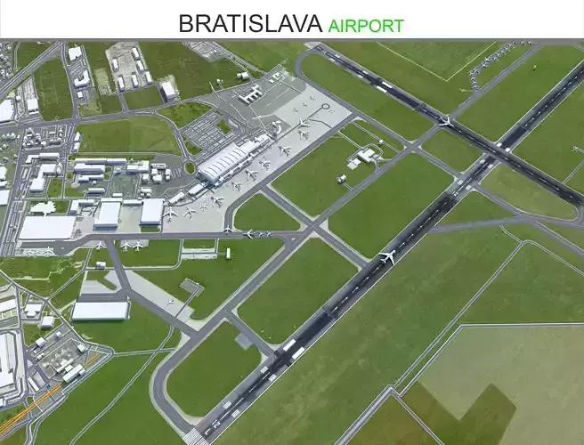 Bratislava Airport 15km Low-poly 3D model