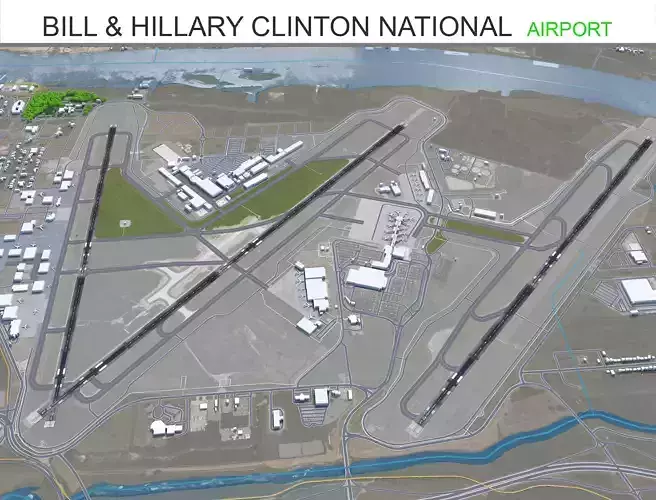 Bill and Hillary Clinton National Airport 10km Low-poly 3D model