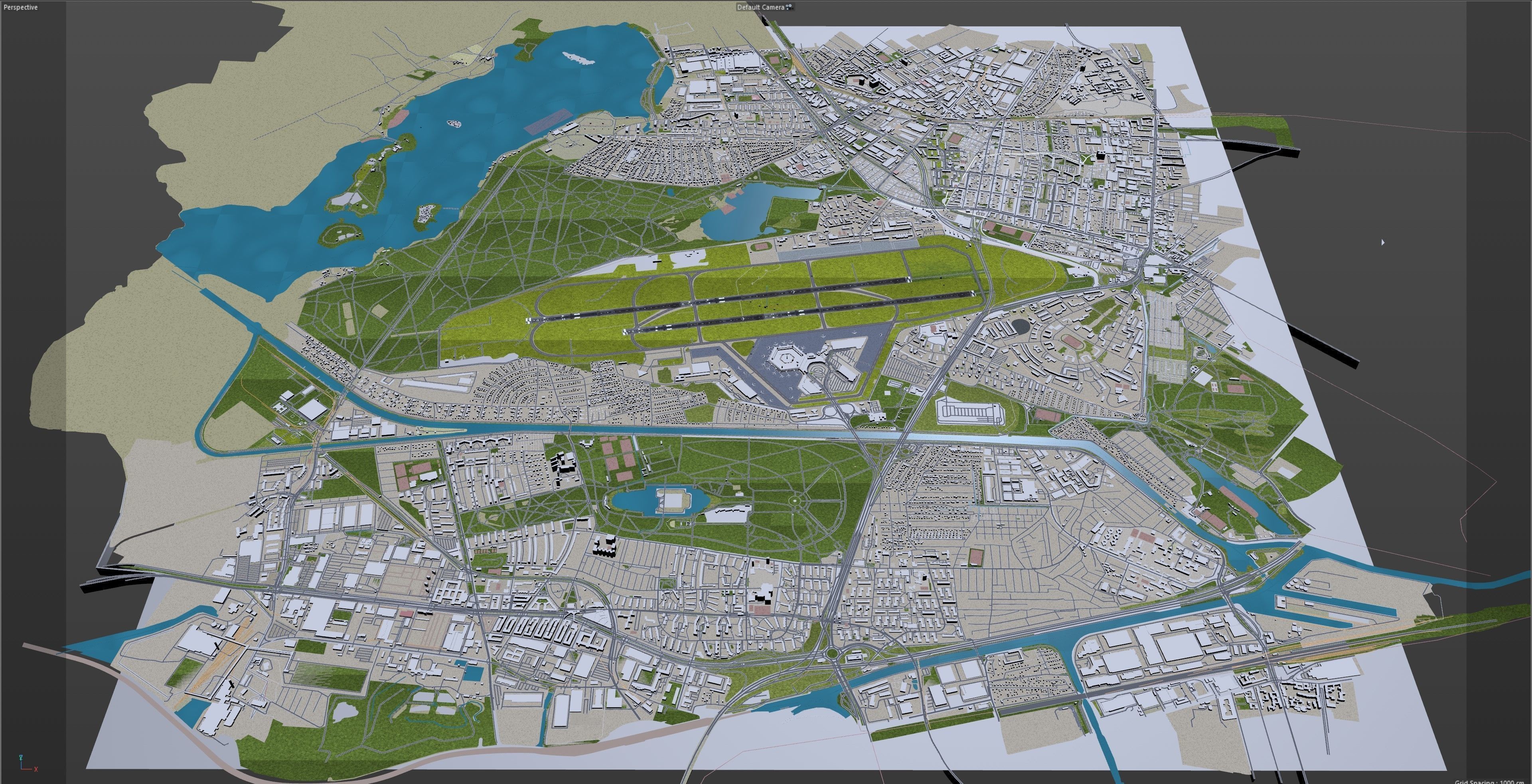 Berlin Tegel Airport 10km Low-poly 3D model_9