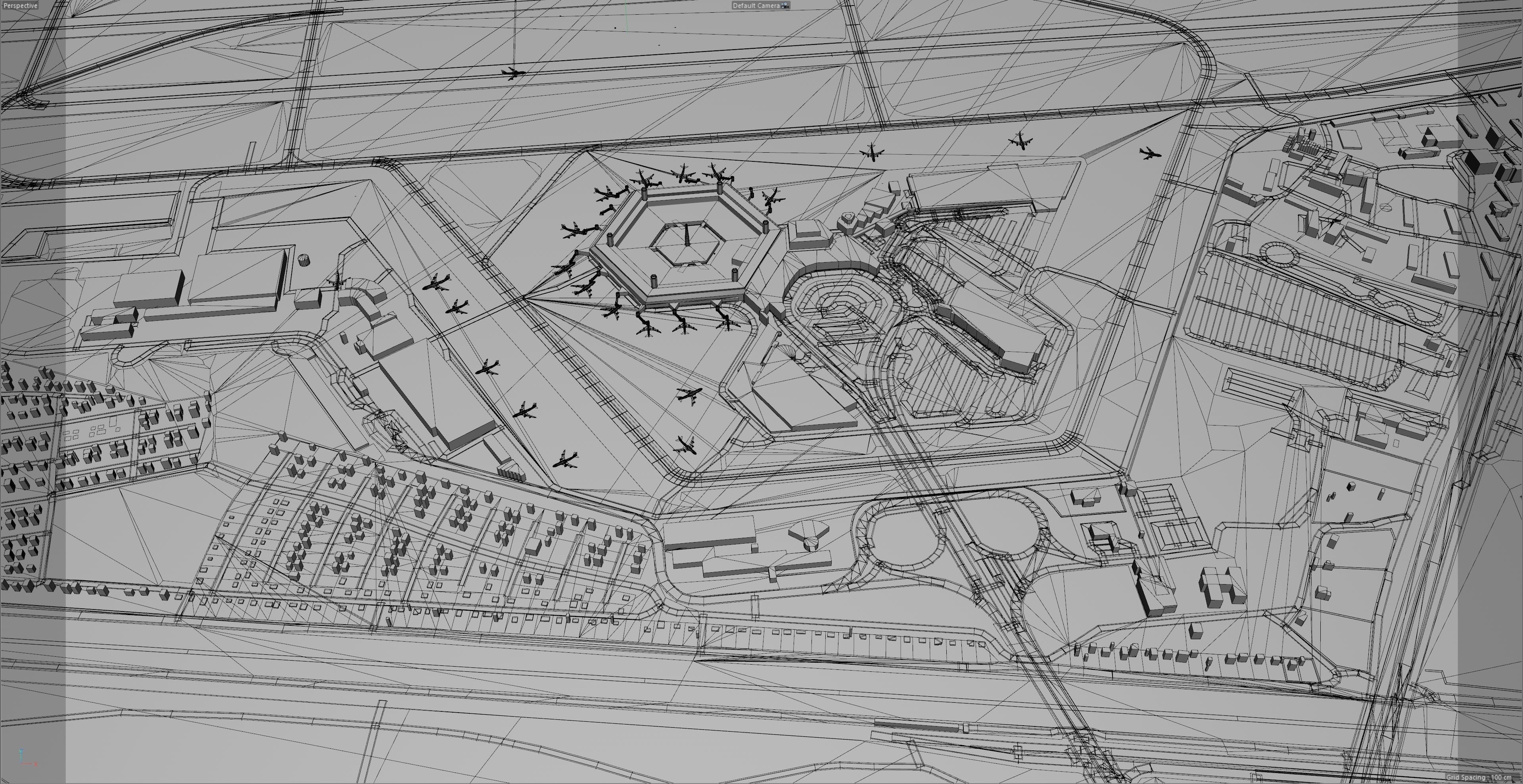 Berlin Tegel Airport 10km Low-poly 3D model_10