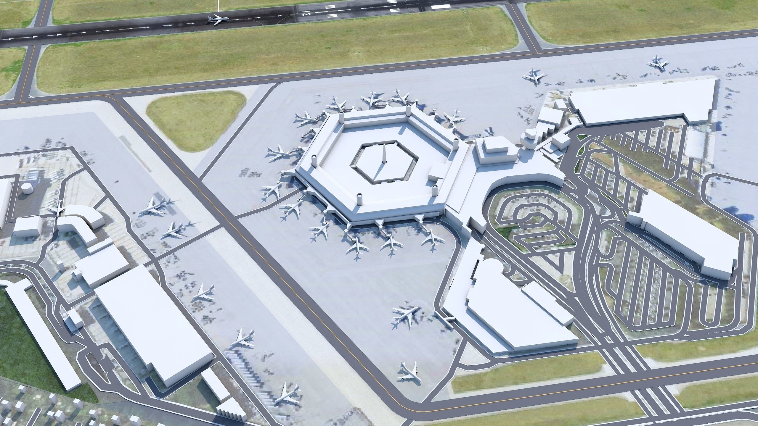 Berlin Tegel Airport 10km Low-poly 3D model_2