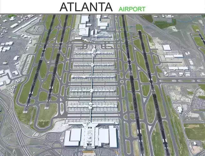Atlanta Airport 12km Low-poly 3D model
