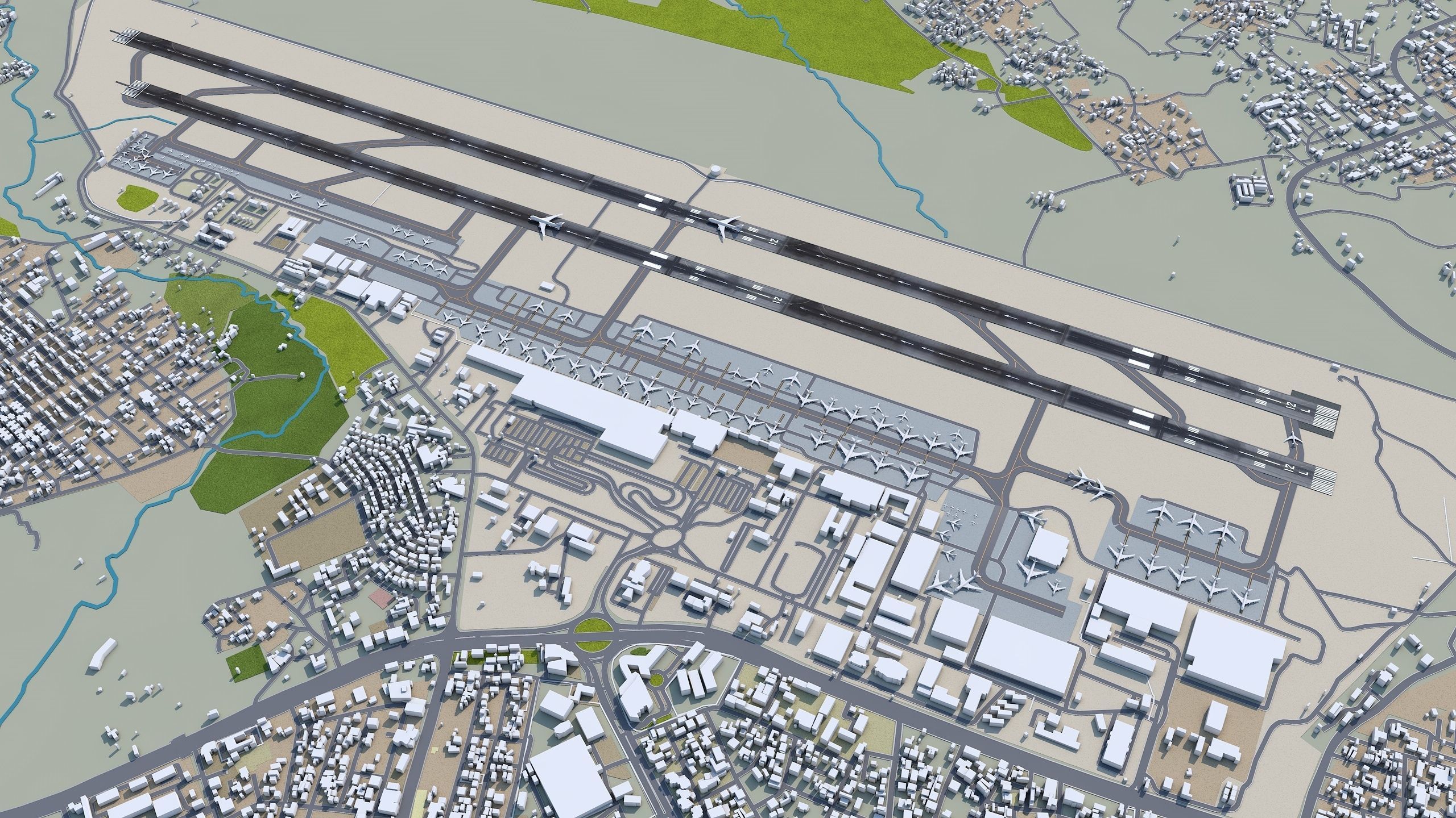 Addis Ababa Bole Airport 10km Low-poly 3D model_5
