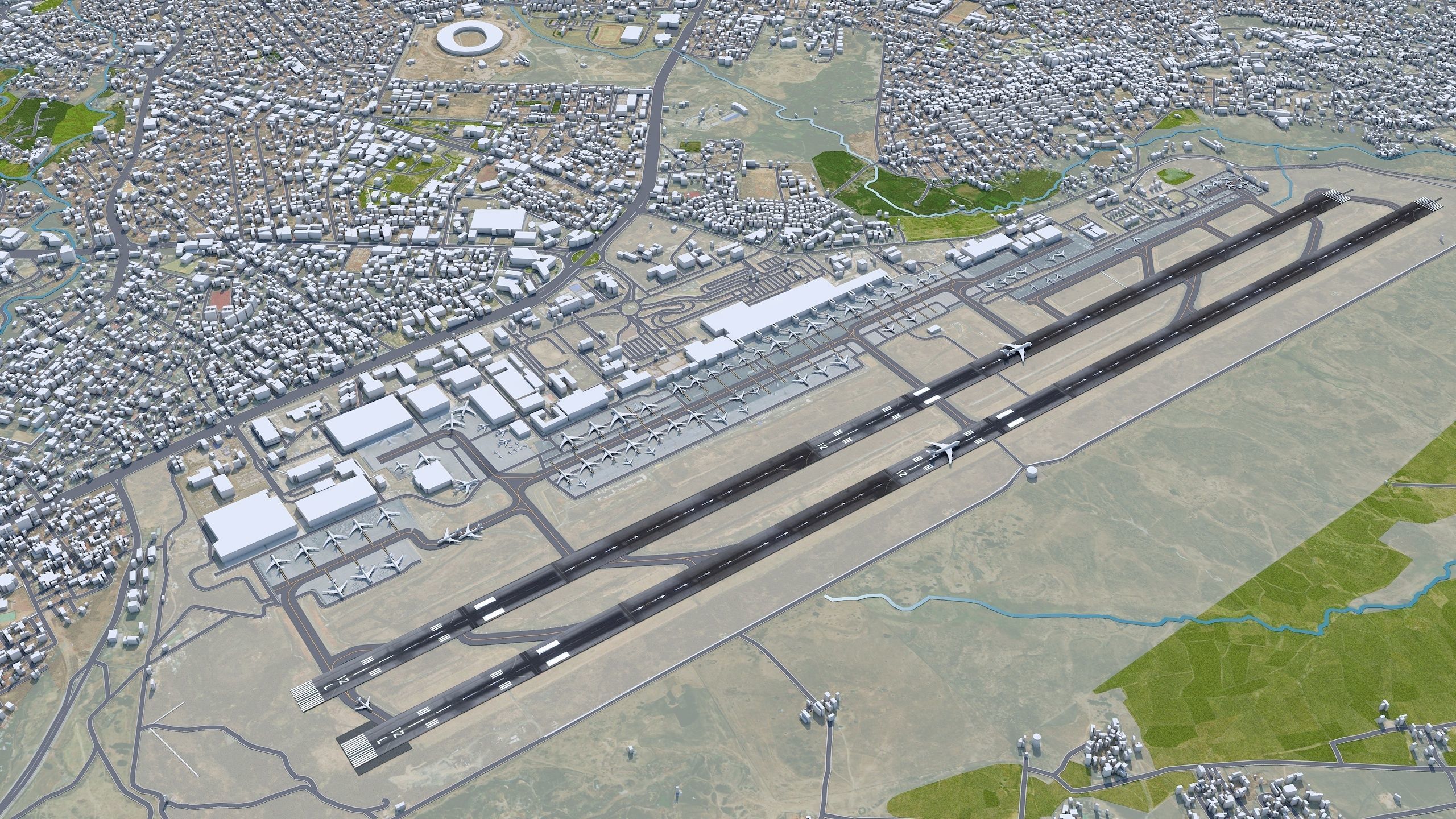 Addis Ababa Bole Airport 10km Low-poly 3D model_2