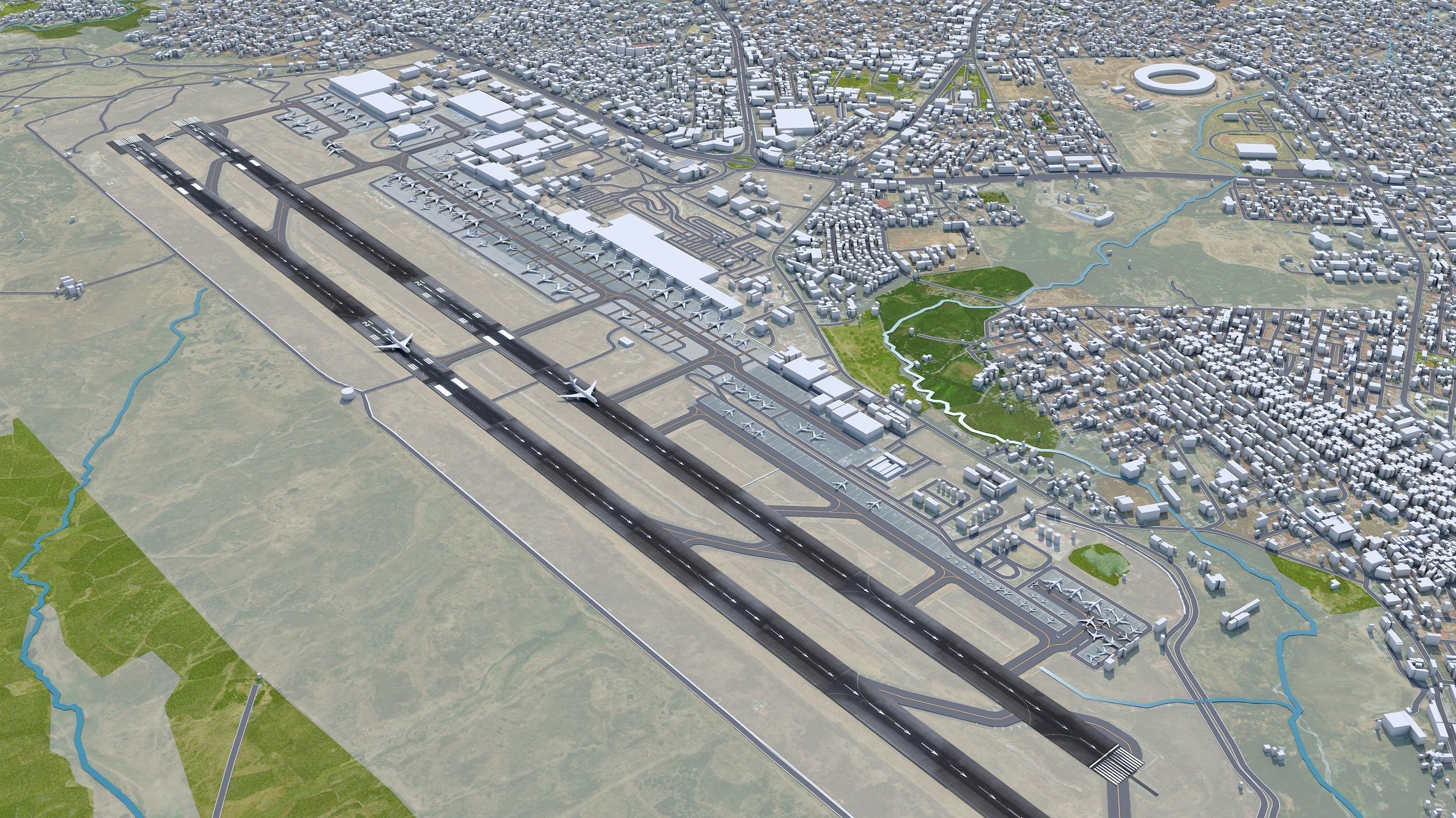 Addis Ababa Bole Airport 10km Low-poly 3D model_4