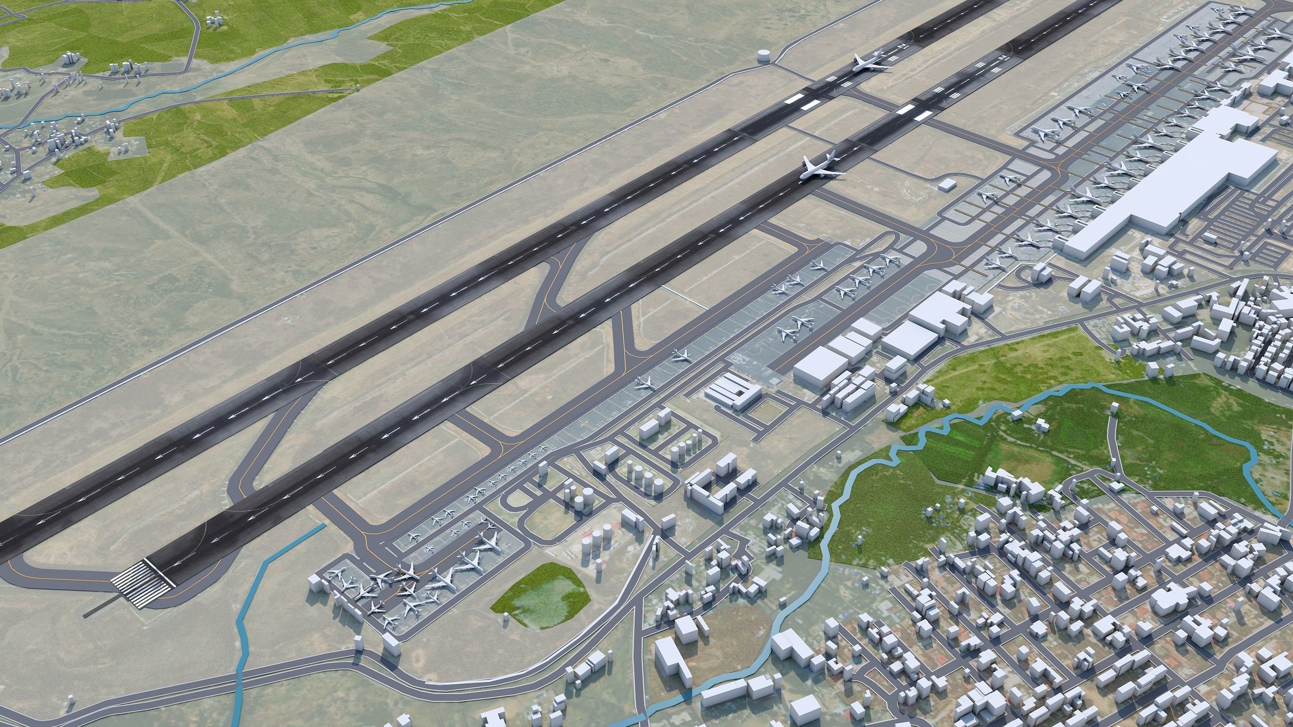 Addis Ababa Bole Airport 10km Low-poly 3D model_3