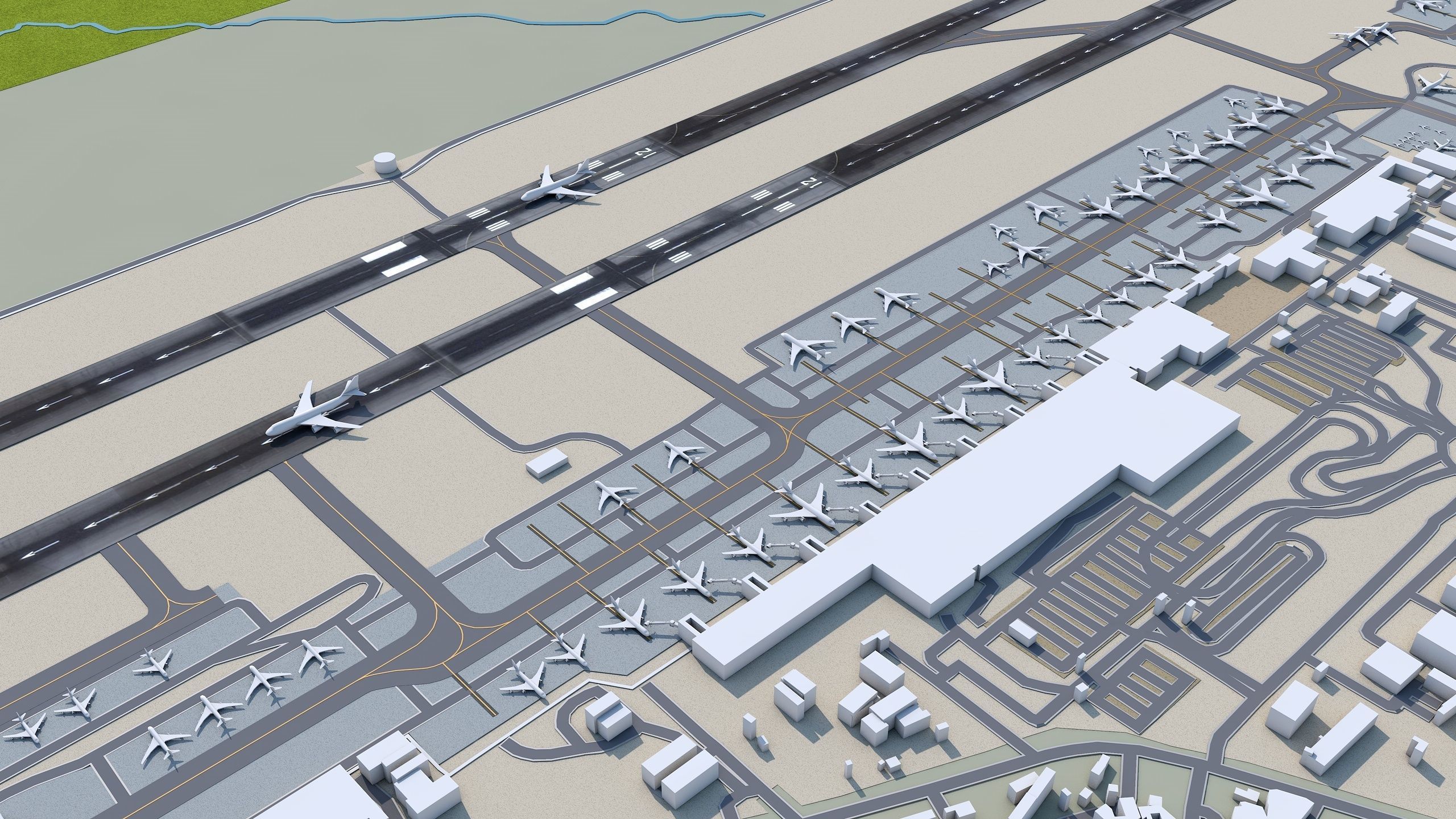 Addis Ababa Bole Airport 10km Low-poly 3D model_7