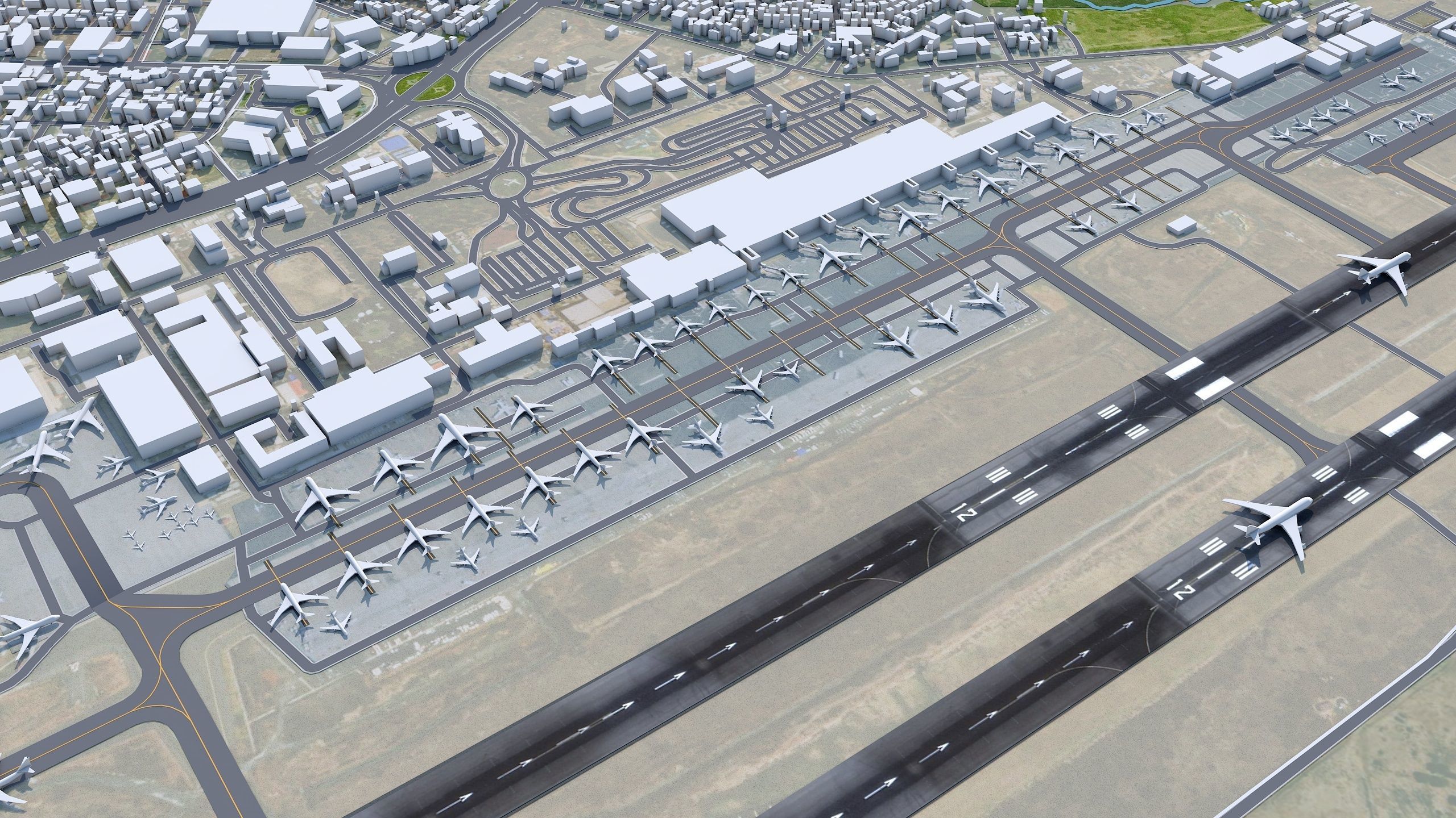 Addis Ababa Bole Airport 10km Low-poly 3D model_1