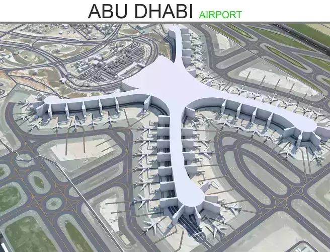 Abu Dhabi Airport 15km Low-poly 3D model