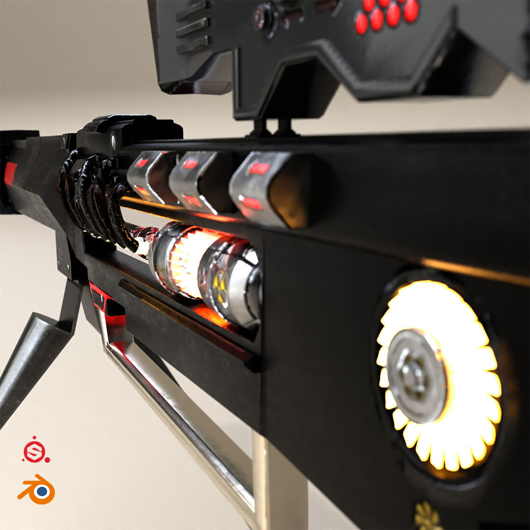 Sci-fi Gun Low-poly 3D model_8