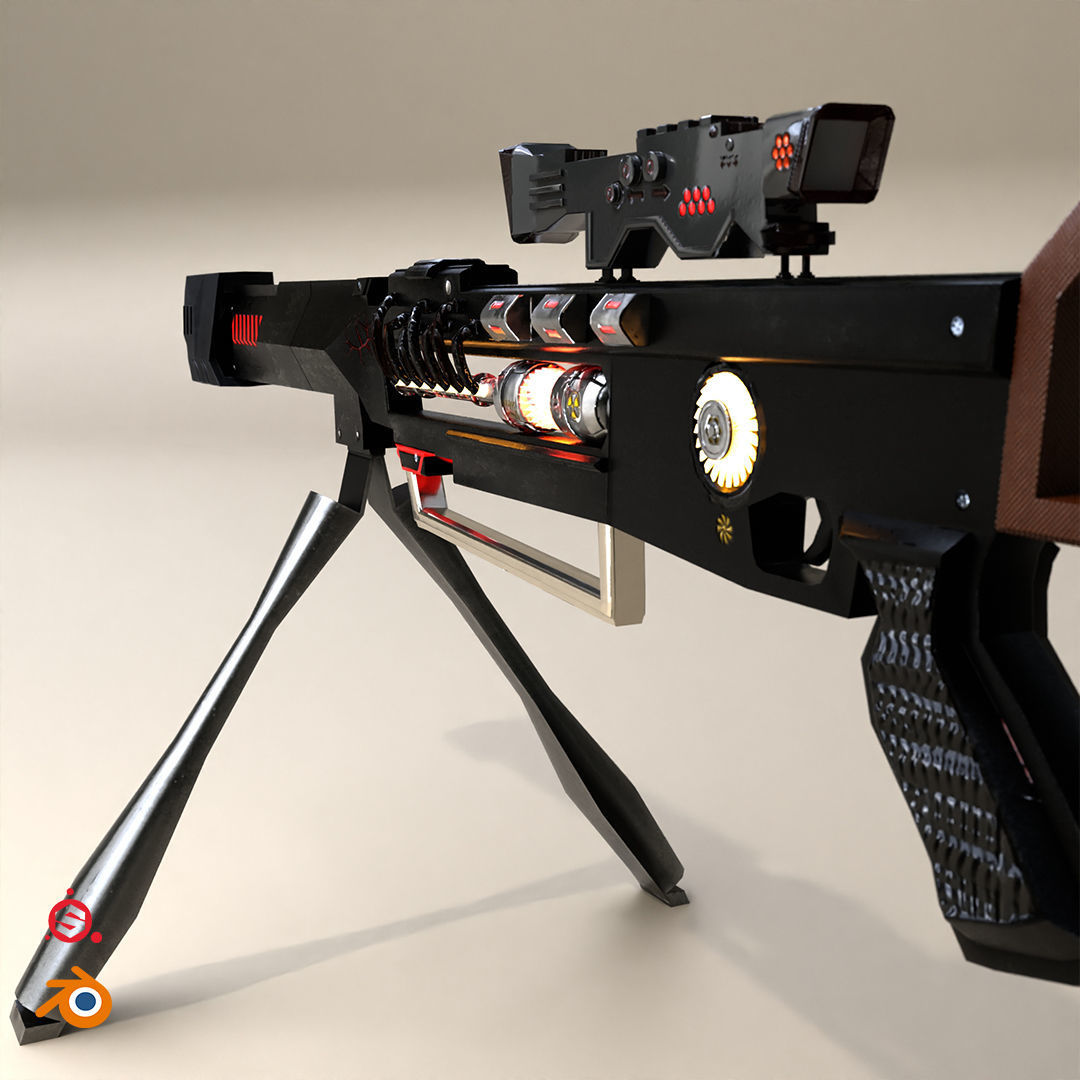 Sci-fi Gun Low-poly 3D model_7