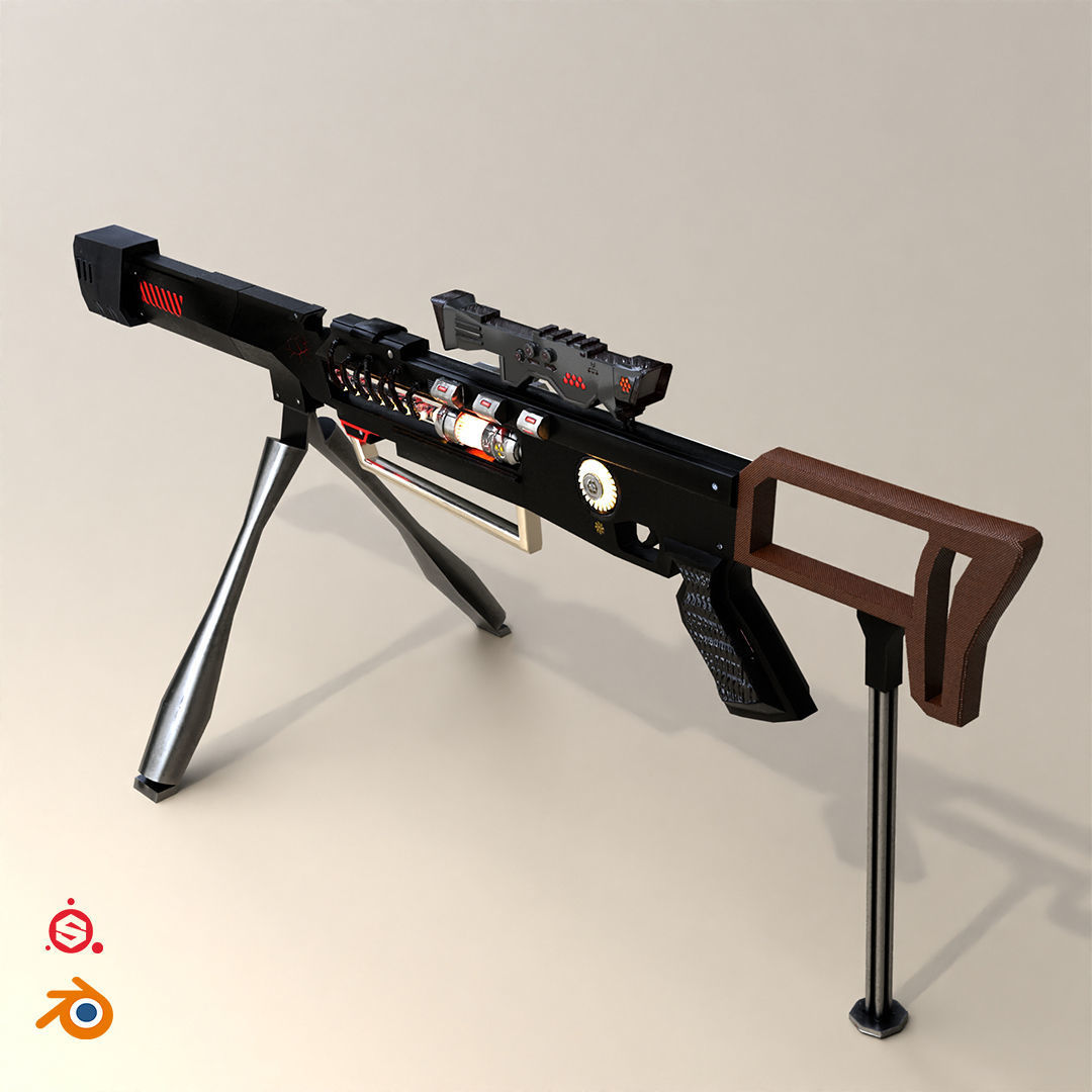 Sci-fi Gun Low-poly 3D model_5