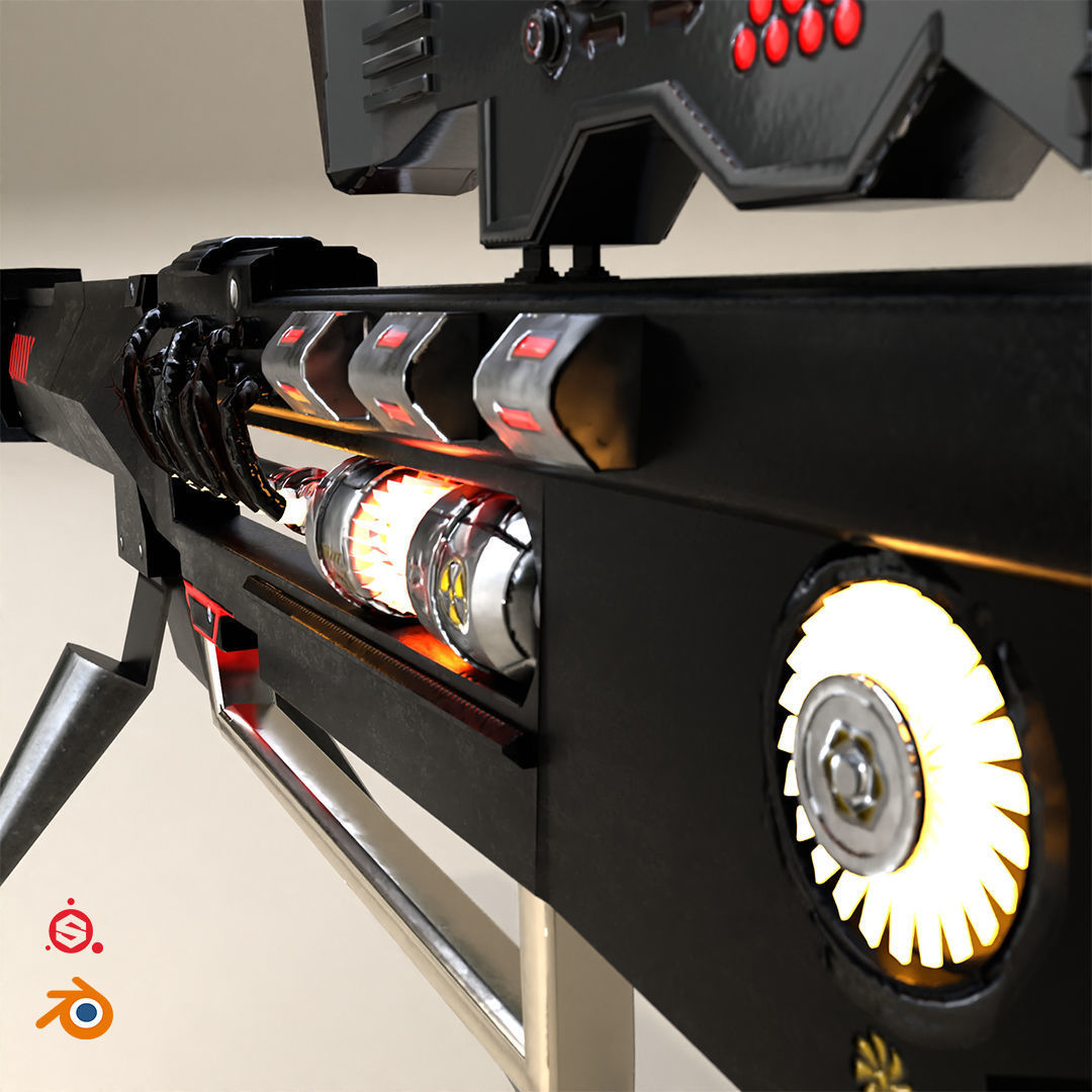 Sci-fi Gun Low-poly 3D model_9