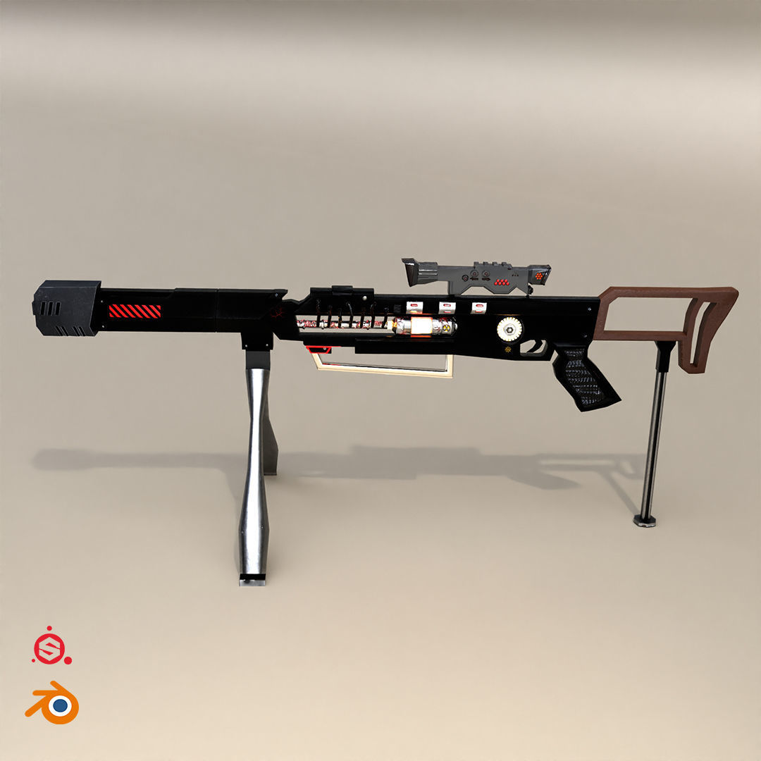 Sci-fi Gun Low-poly 3D model_6