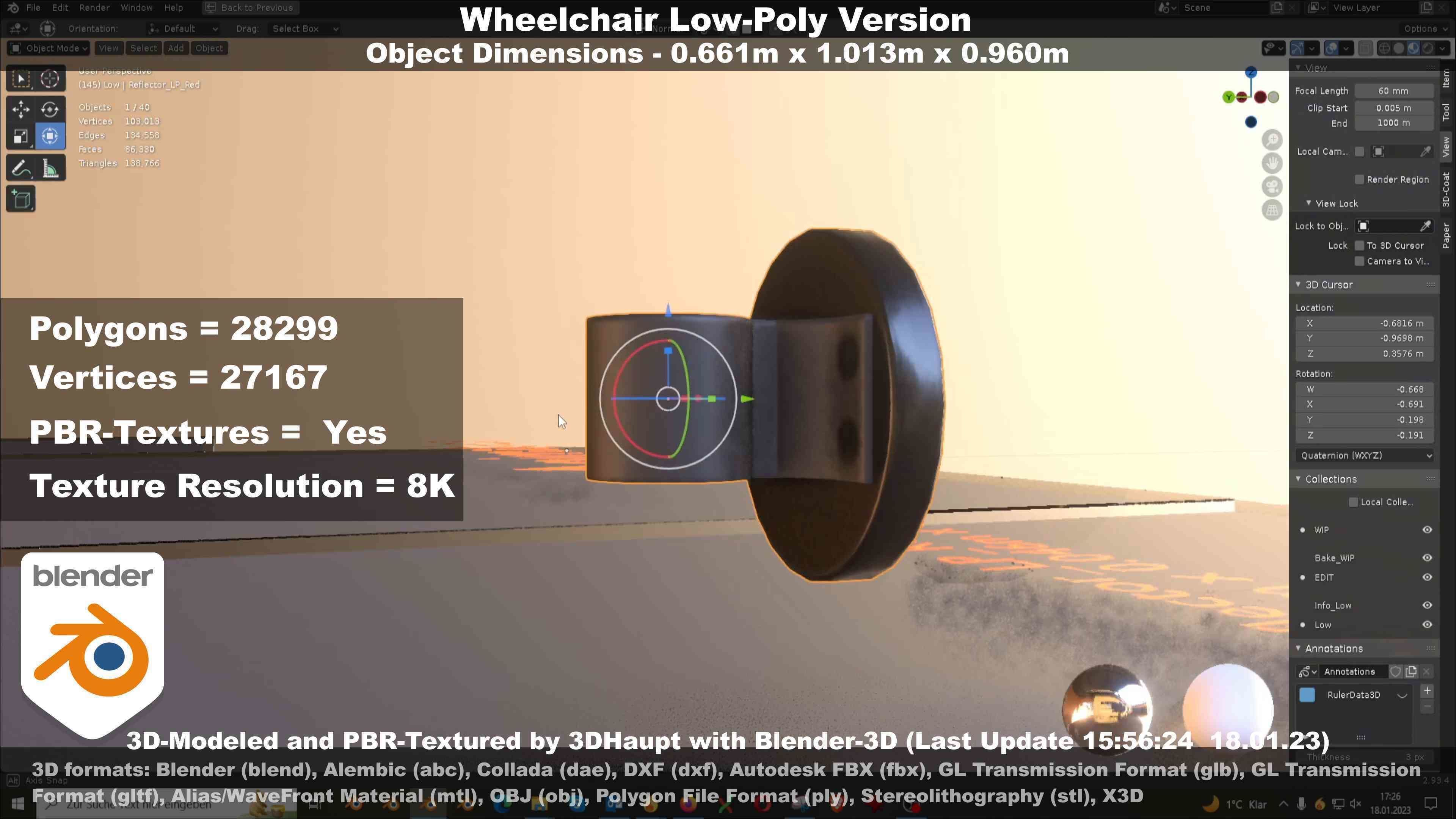 Wheelchair High-Poly and Low-Poly Version 3D Model Collection_44