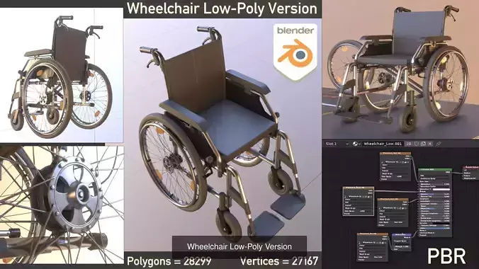 Wheelchair High-Poly and Low-Poly Version 3D Model Collection