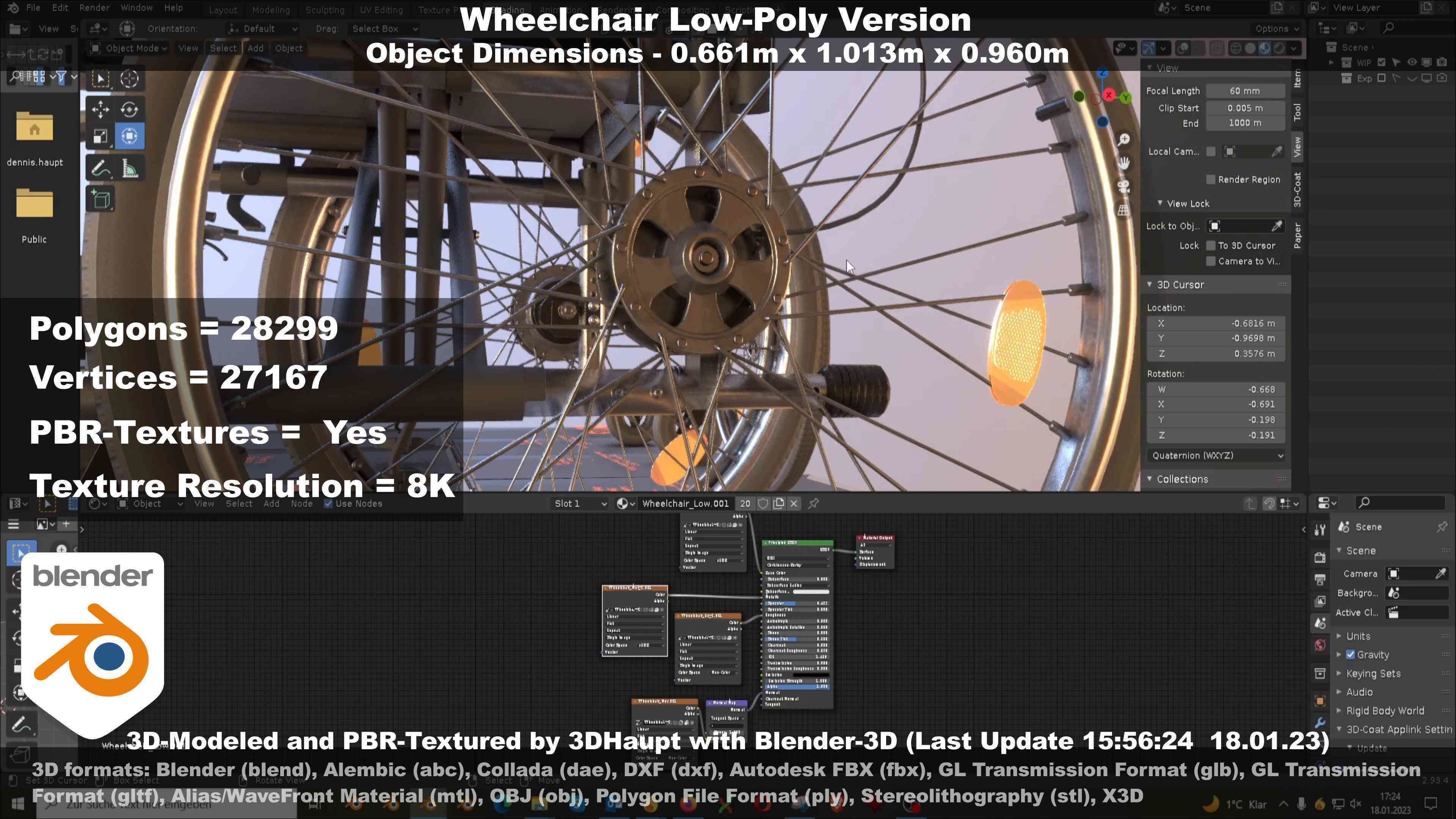 Wheelchair High-Poly and Low-Poly Version 3D Model Collection_57