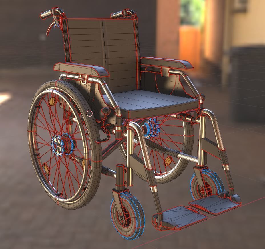 Wheelchair High-Poly and Low-Poly Version 3D Model Collection_19