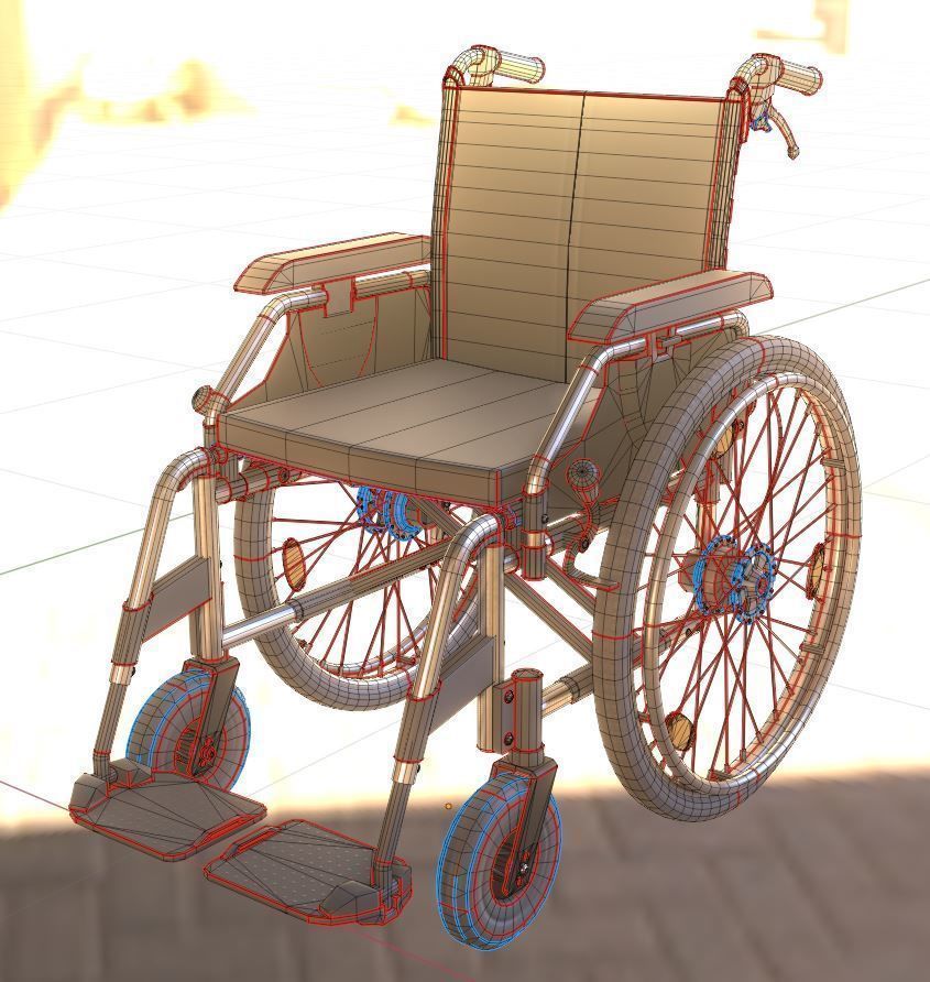 Wheelchair High-Poly and Low-Poly Version 3D Model Collection_23