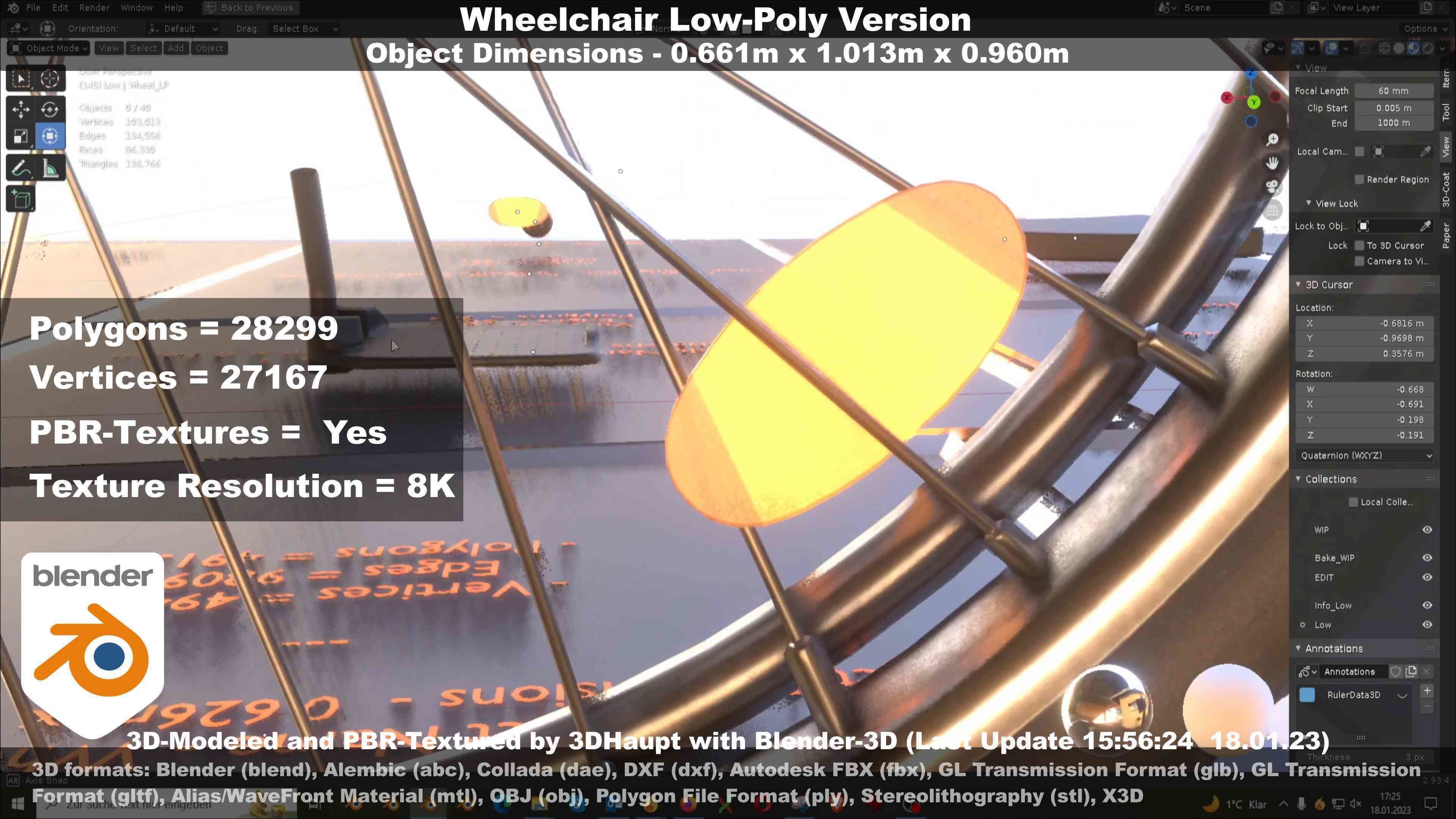 Wheelchair High-Poly and Low-Poly Version 3D Model Collection_59