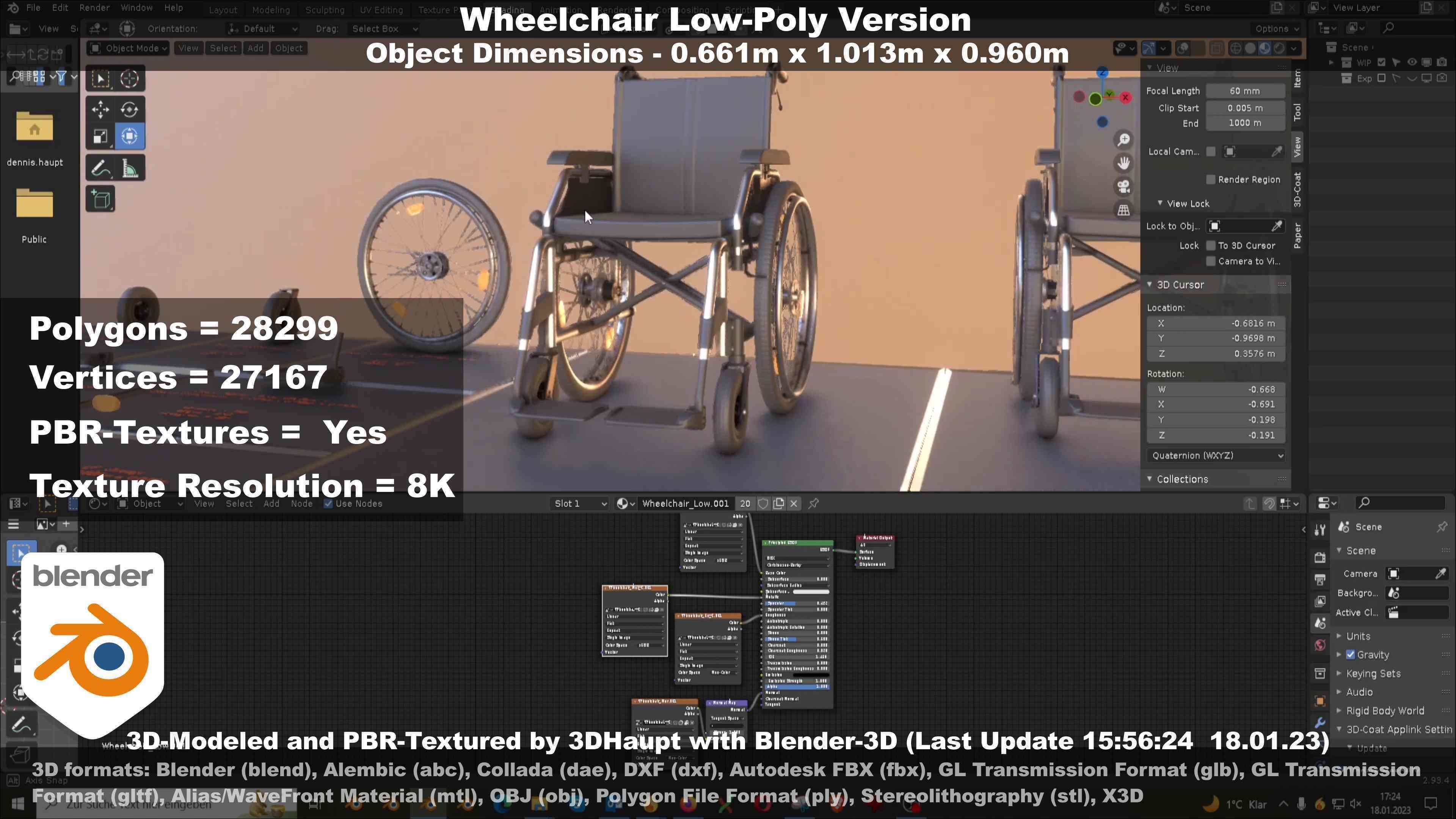 Wheelchair High-Poly and Low-Poly Version 3D Model Collection_62
