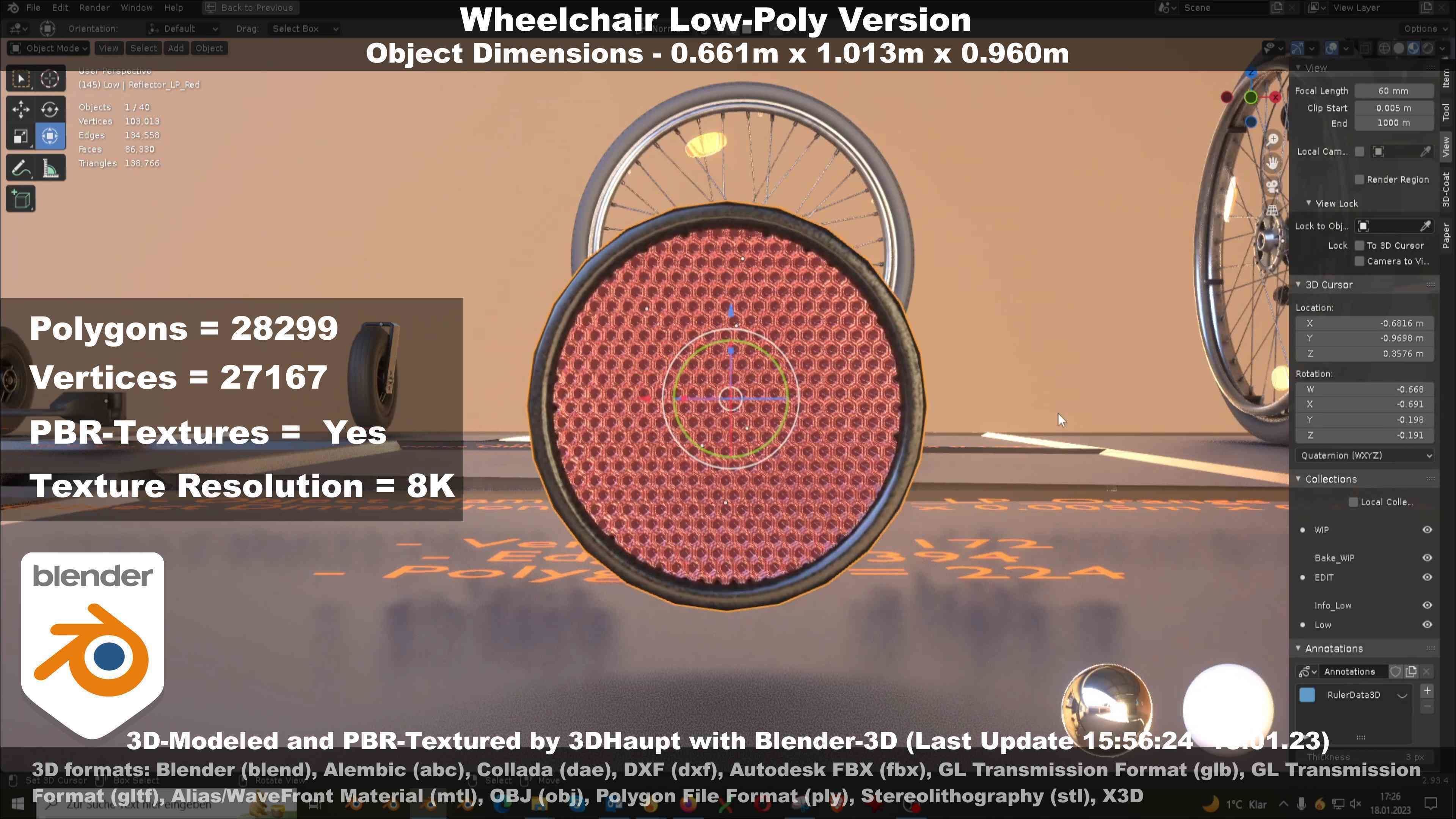 Wheelchair High-Poly and Low-Poly Version 3D Model Collection_43