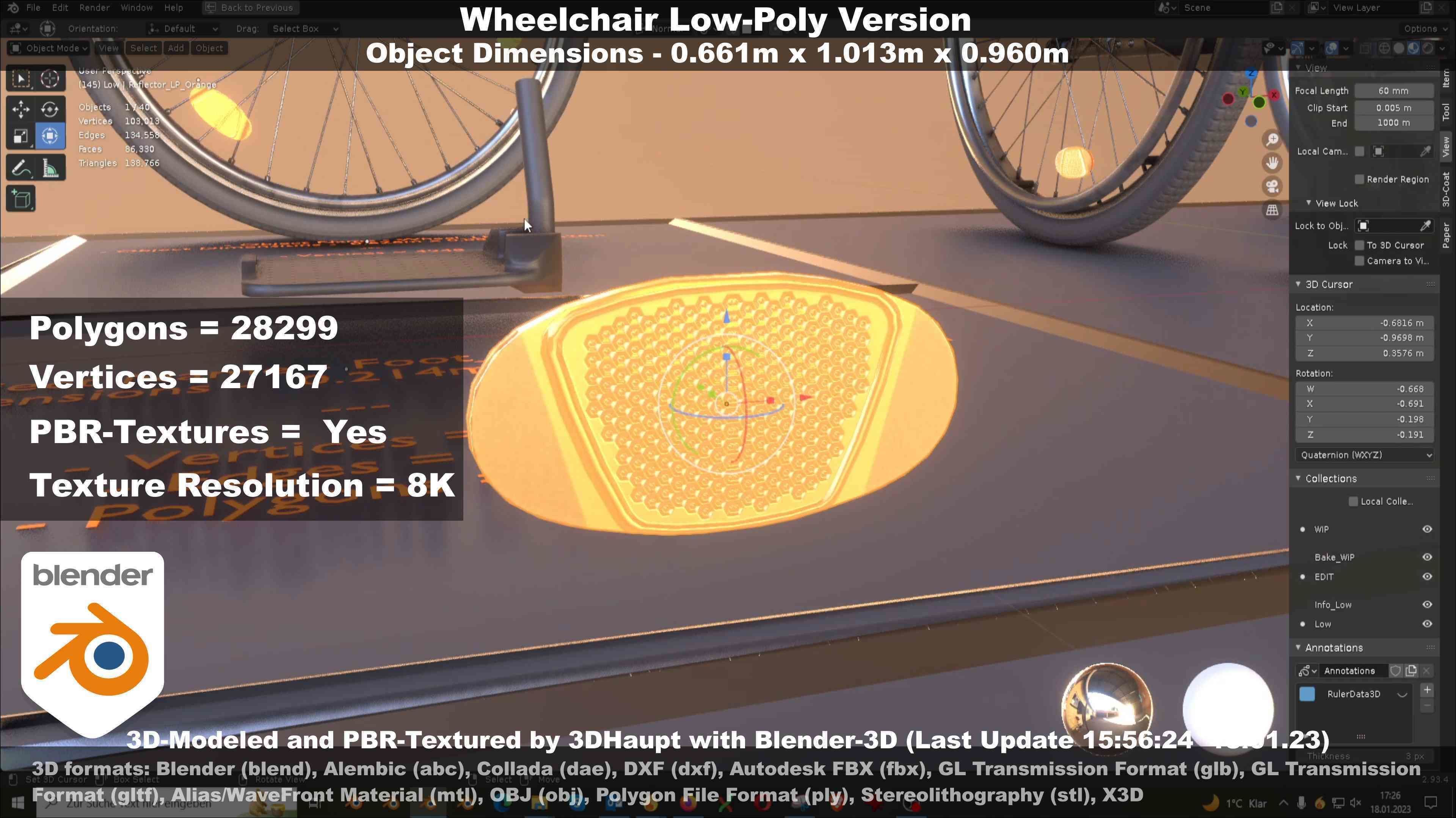 Wheelchair High-Poly and Low-Poly Version 3D Model Collection_66