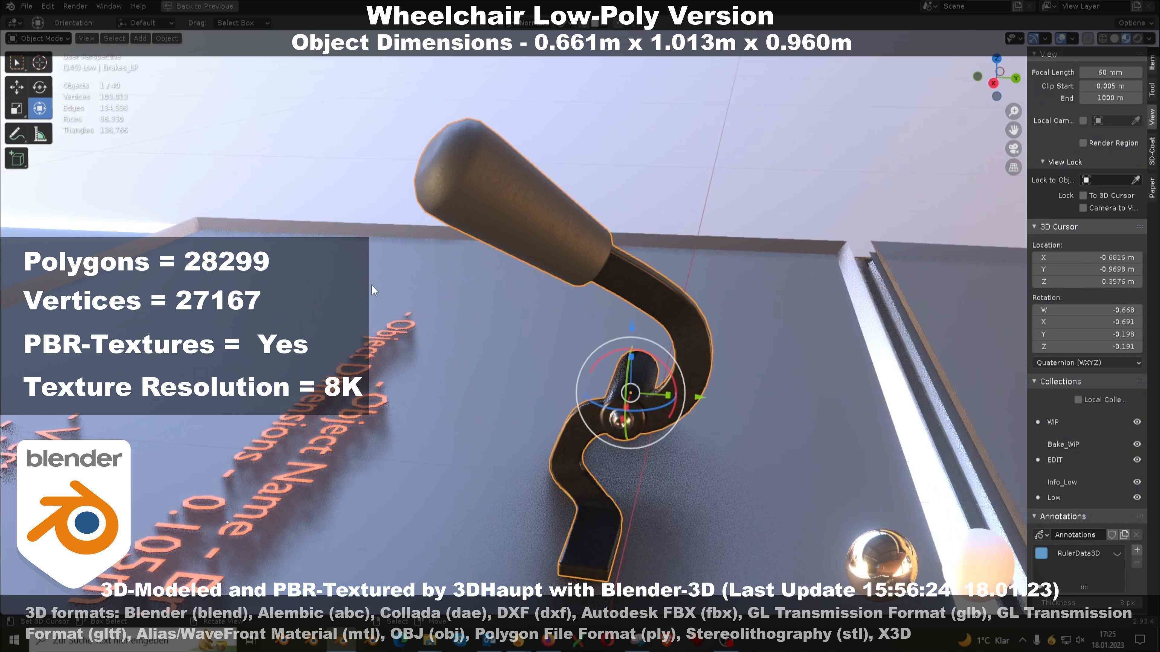 Wheelchair High-Poly and Low-Poly Version 3D Model Collection_36