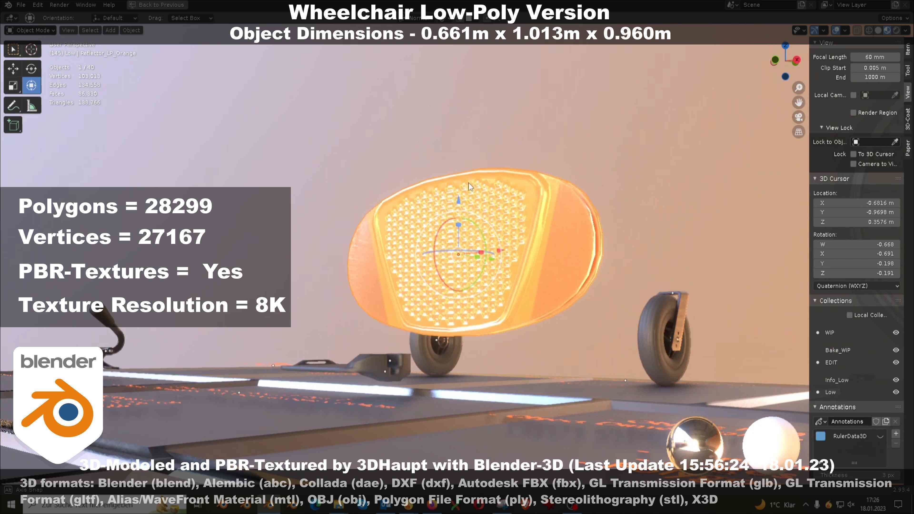 Wheelchair High-Poly and Low-Poly Version 3D Model Collection_41