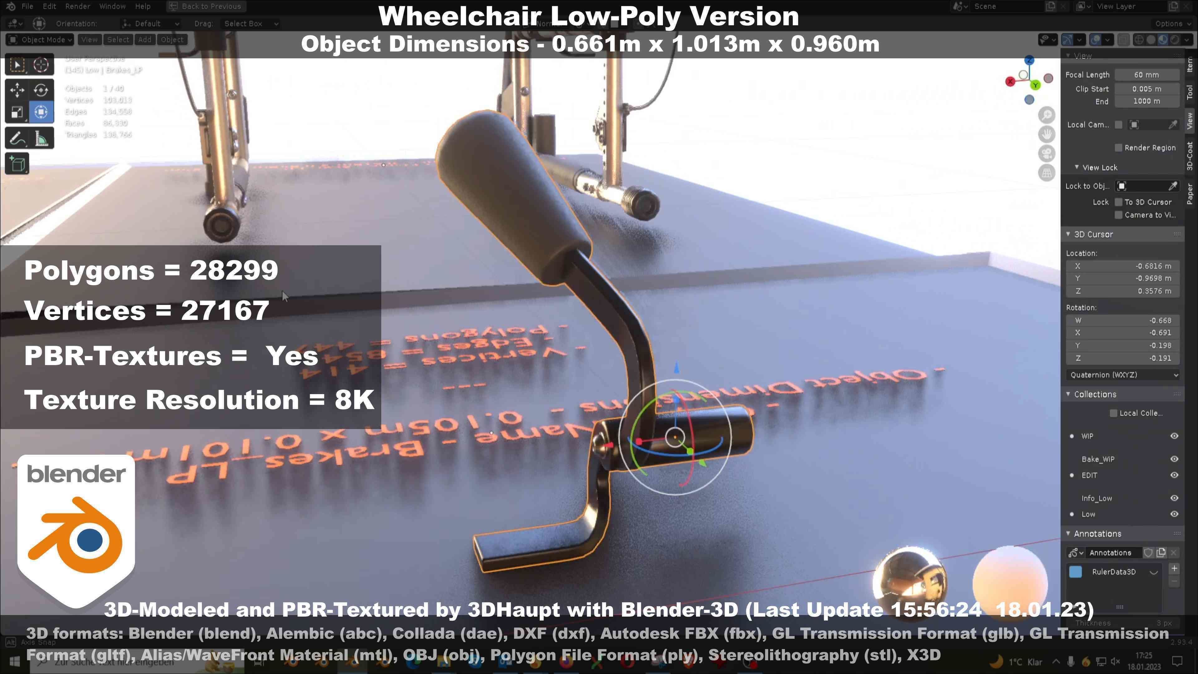 Wheelchair High-Poly and Low-Poly Version 3D Model Collection_39
