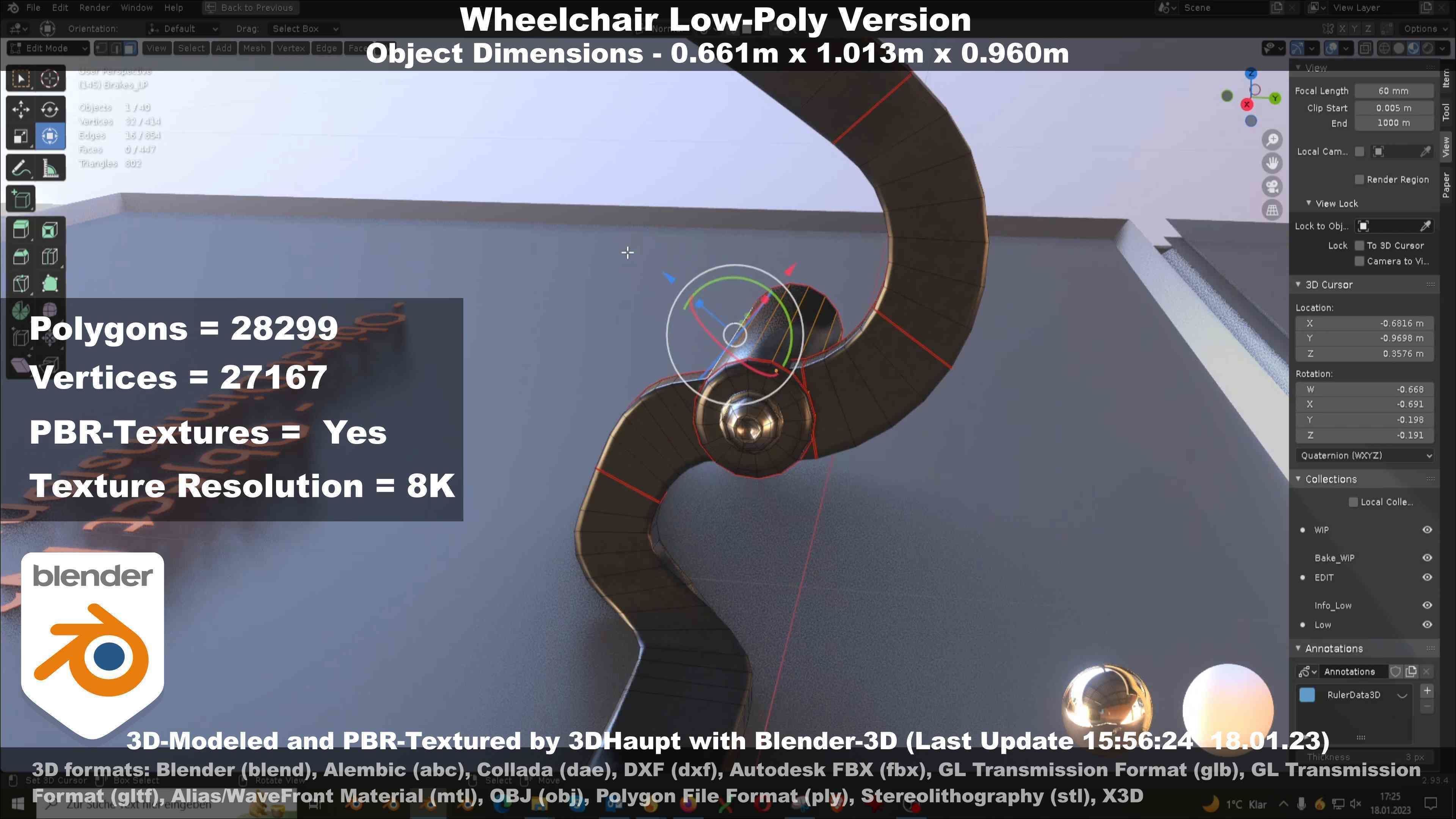 Wheelchair High-Poly and Low-Poly Version 3D Model Collection_49