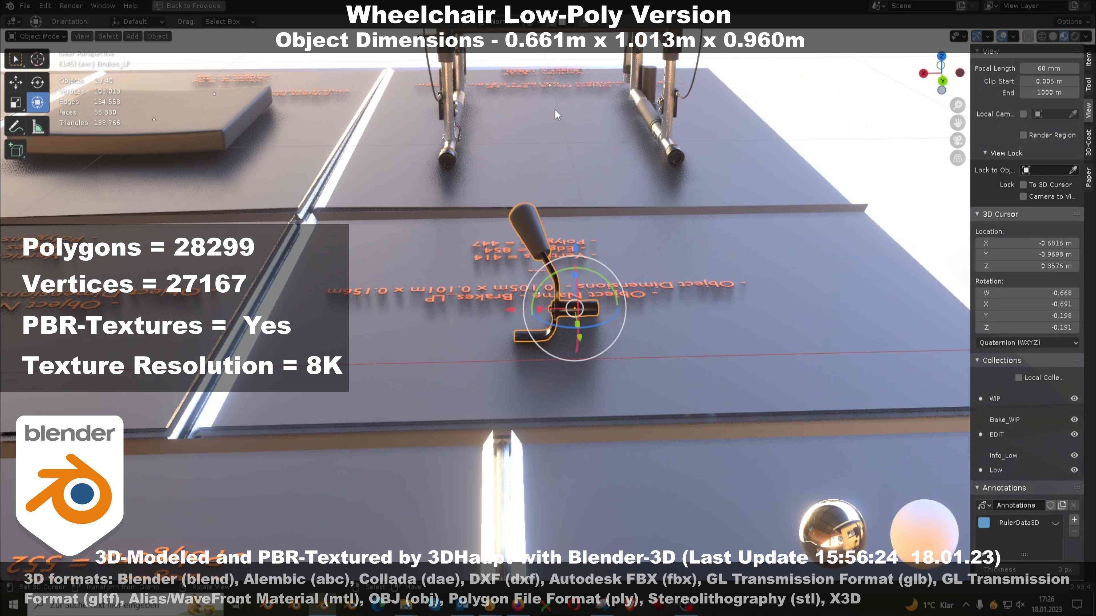 Wheelchair High-Poly and Low-Poly Version 3D Model Collection_75