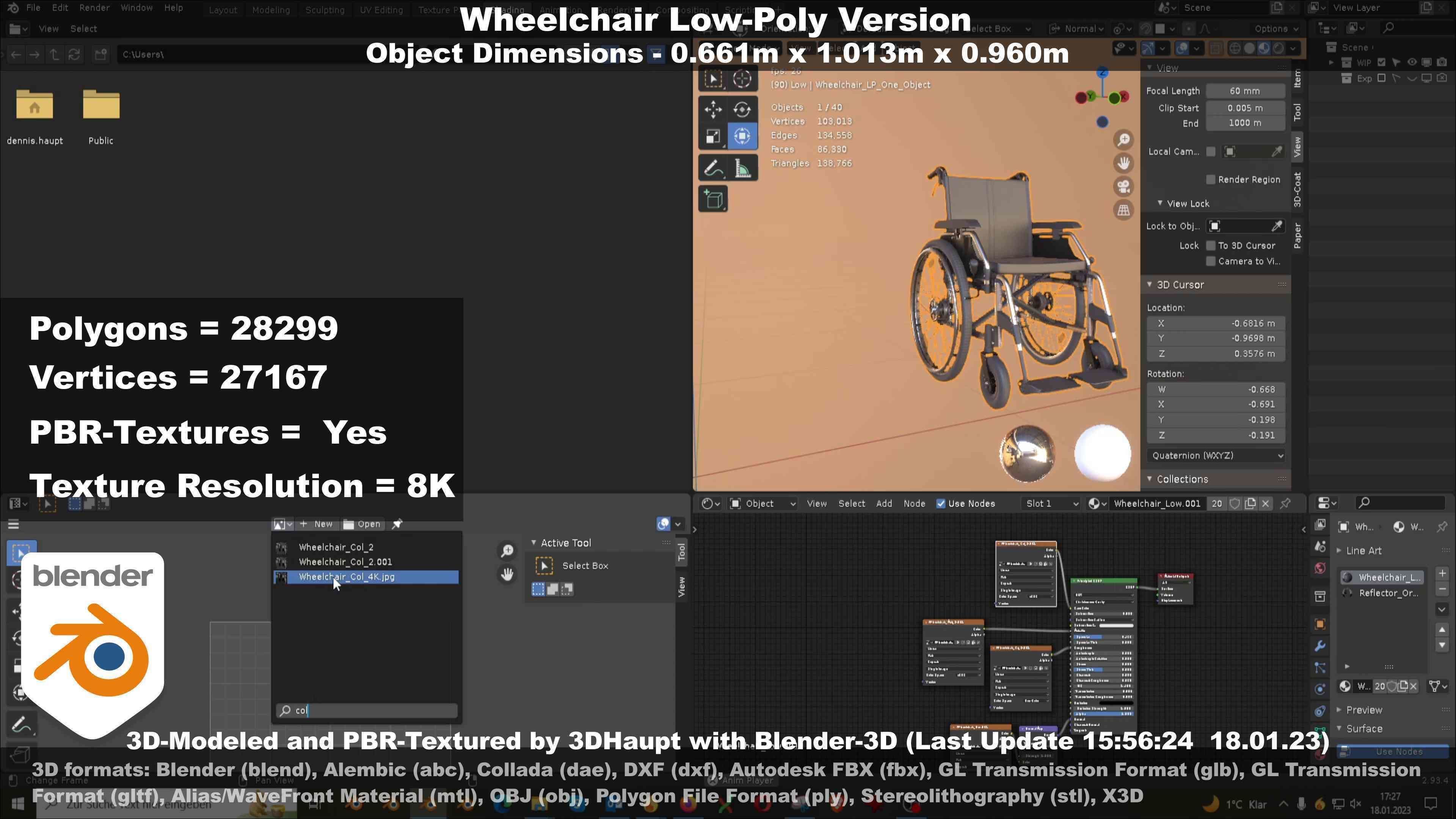 Wheelchair High-Poly and Low-Poly Version 3D Model Collection_52