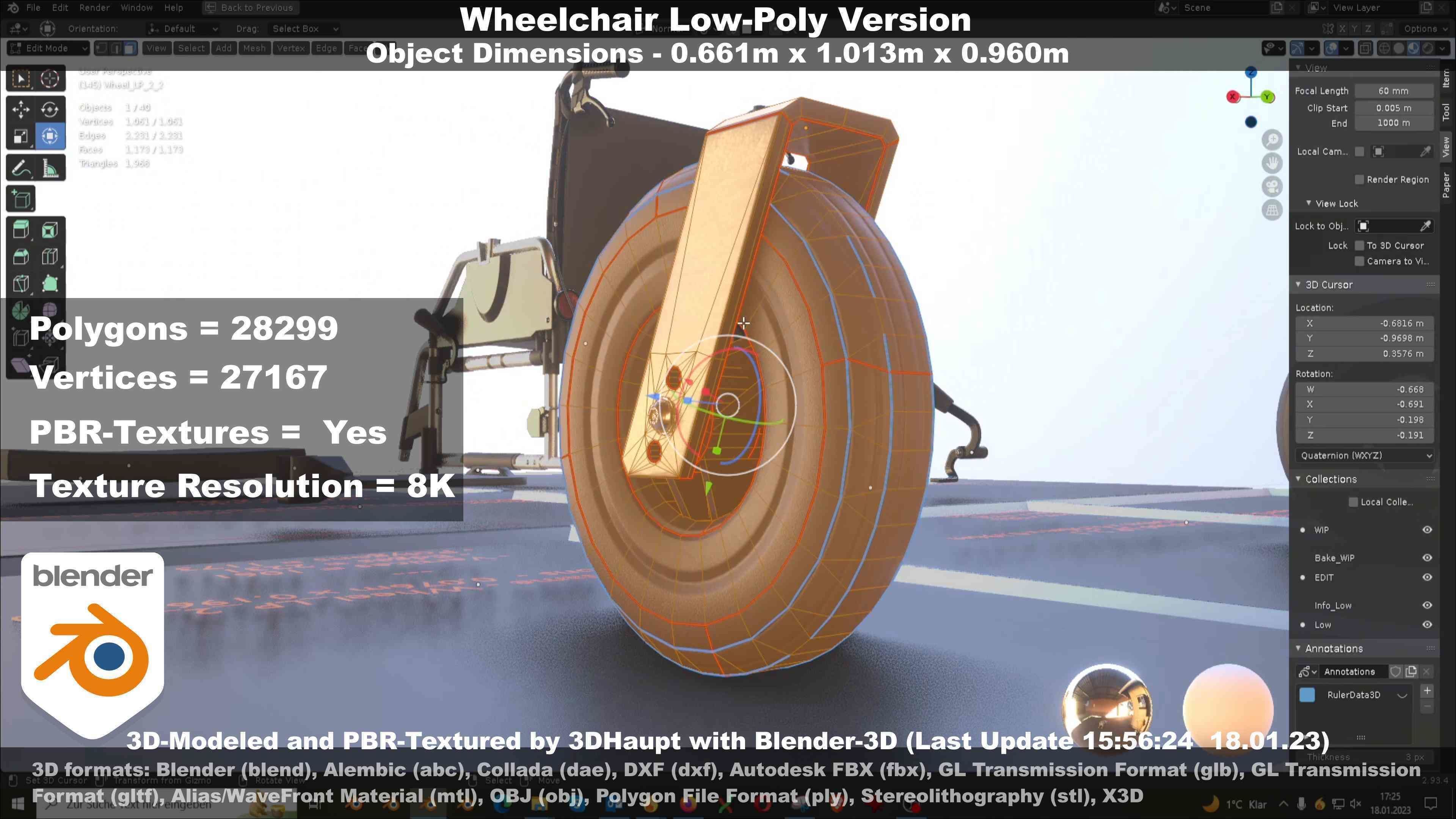 Wheelchair High-Poly and Low-Poly Version 3D Model Collection_34
