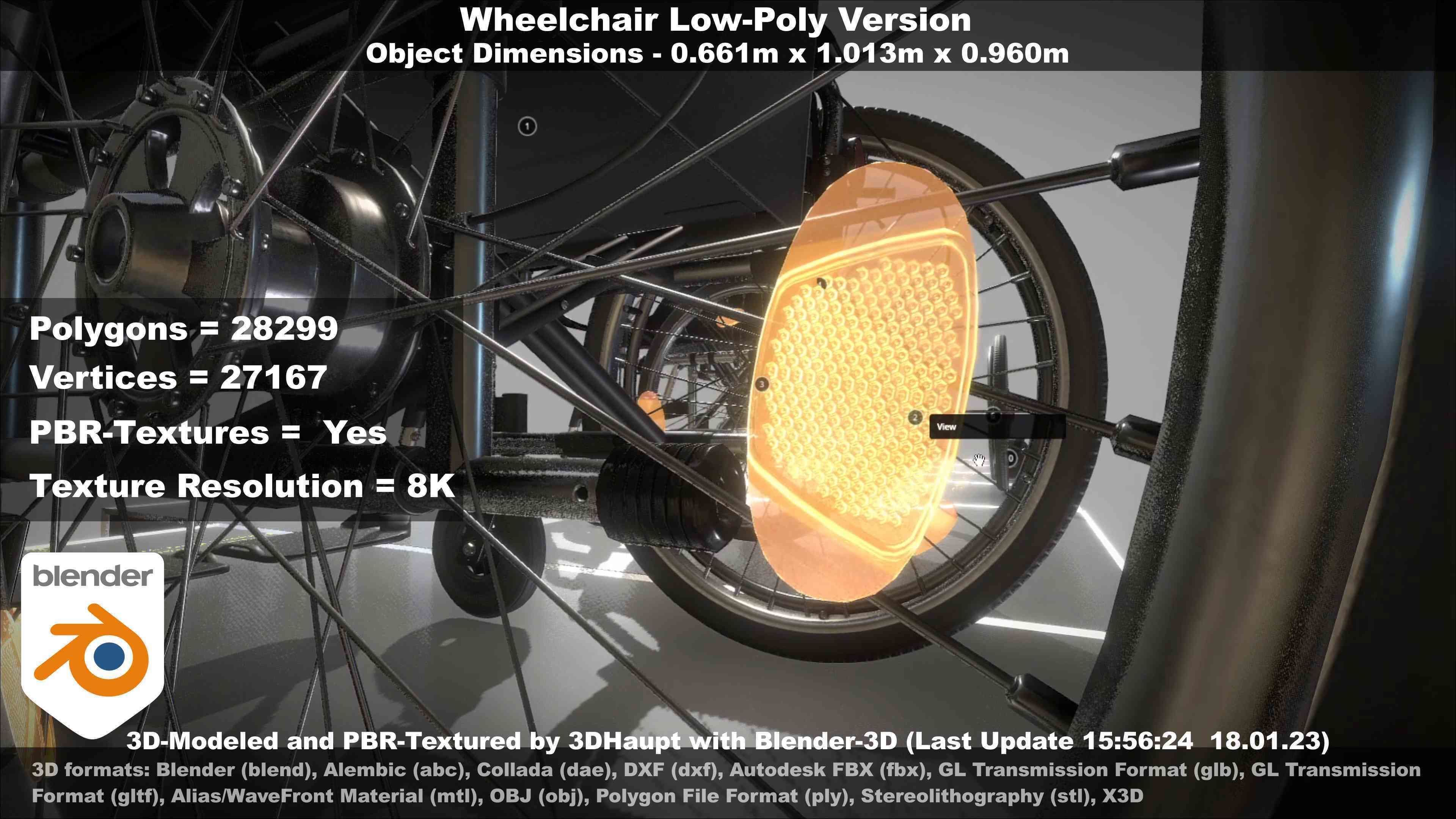 Wheelchair High-Poly and Low-Poly Version 3D Model Collection_76
