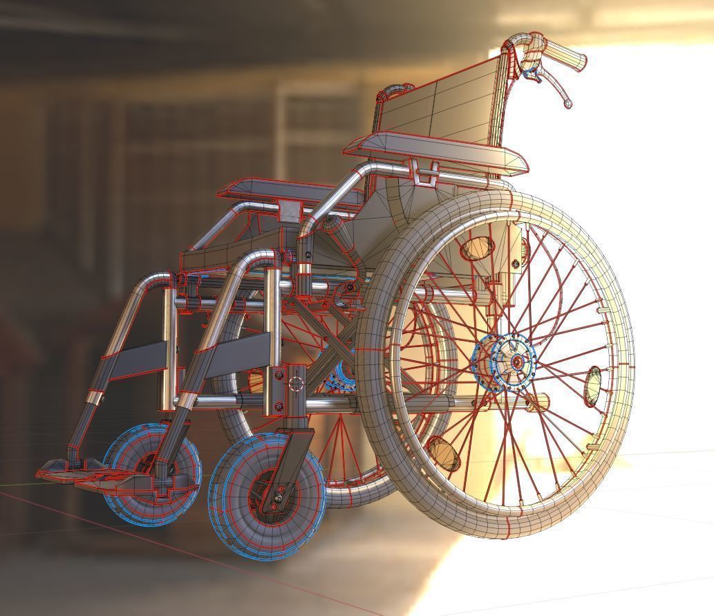 Wheelchair High-Poly and Low-Poly Version 3D Model Collection_31
