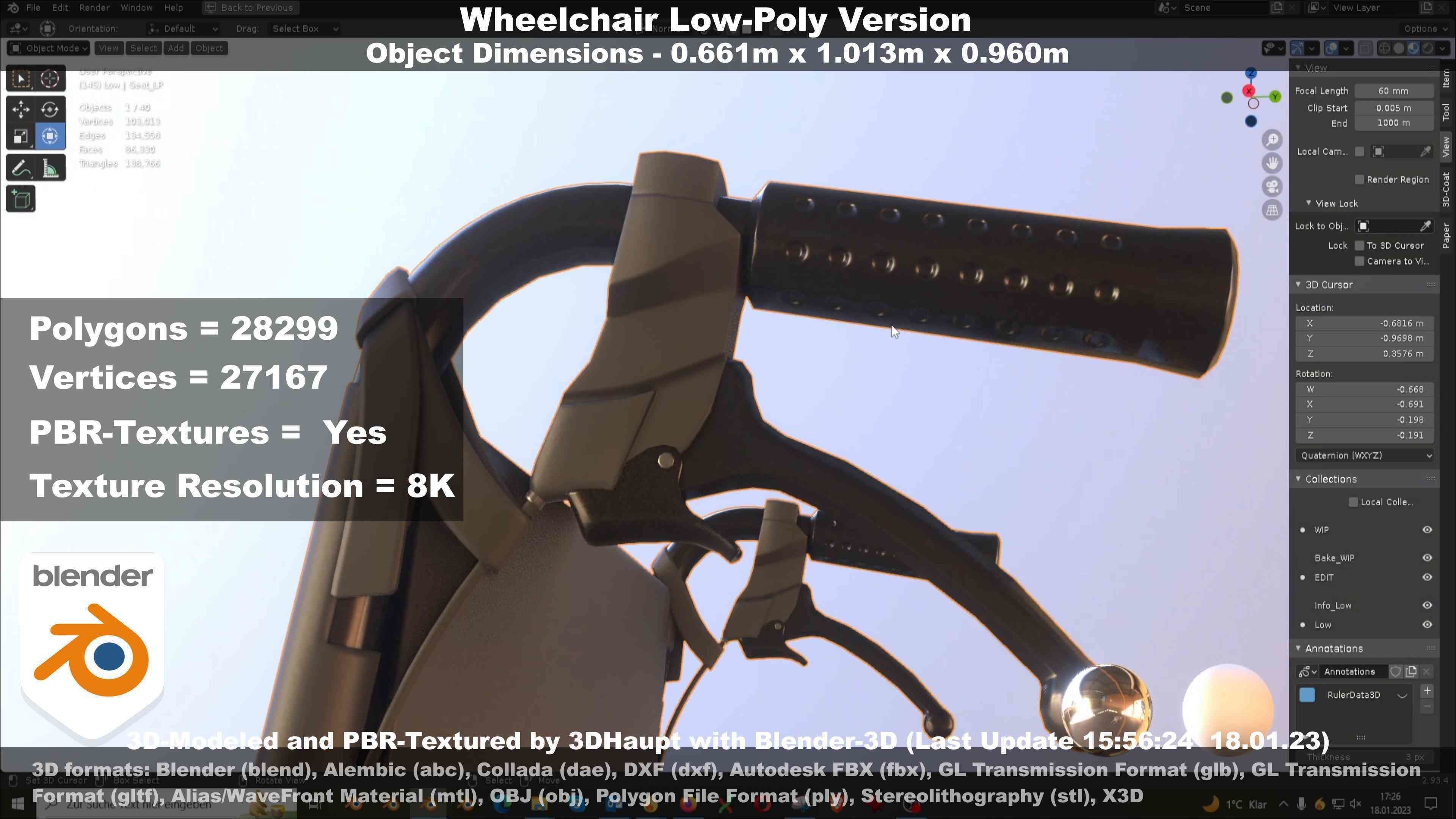 Wheelchair High-Poly and Low-Poly Version 3D Model Collection_33