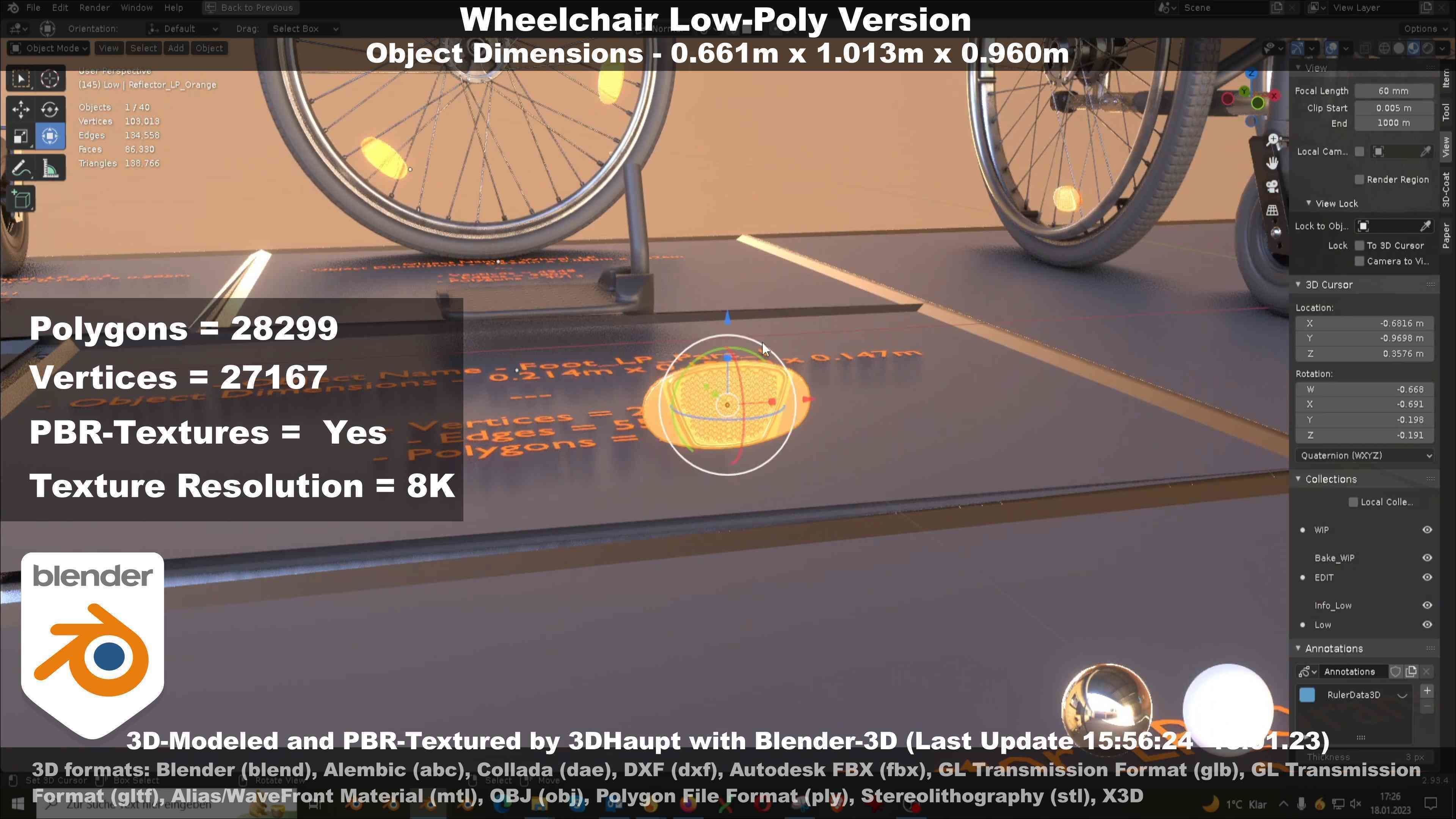 Wheelchair High-Poly and Low-Poly Version 3D Model Collection_58