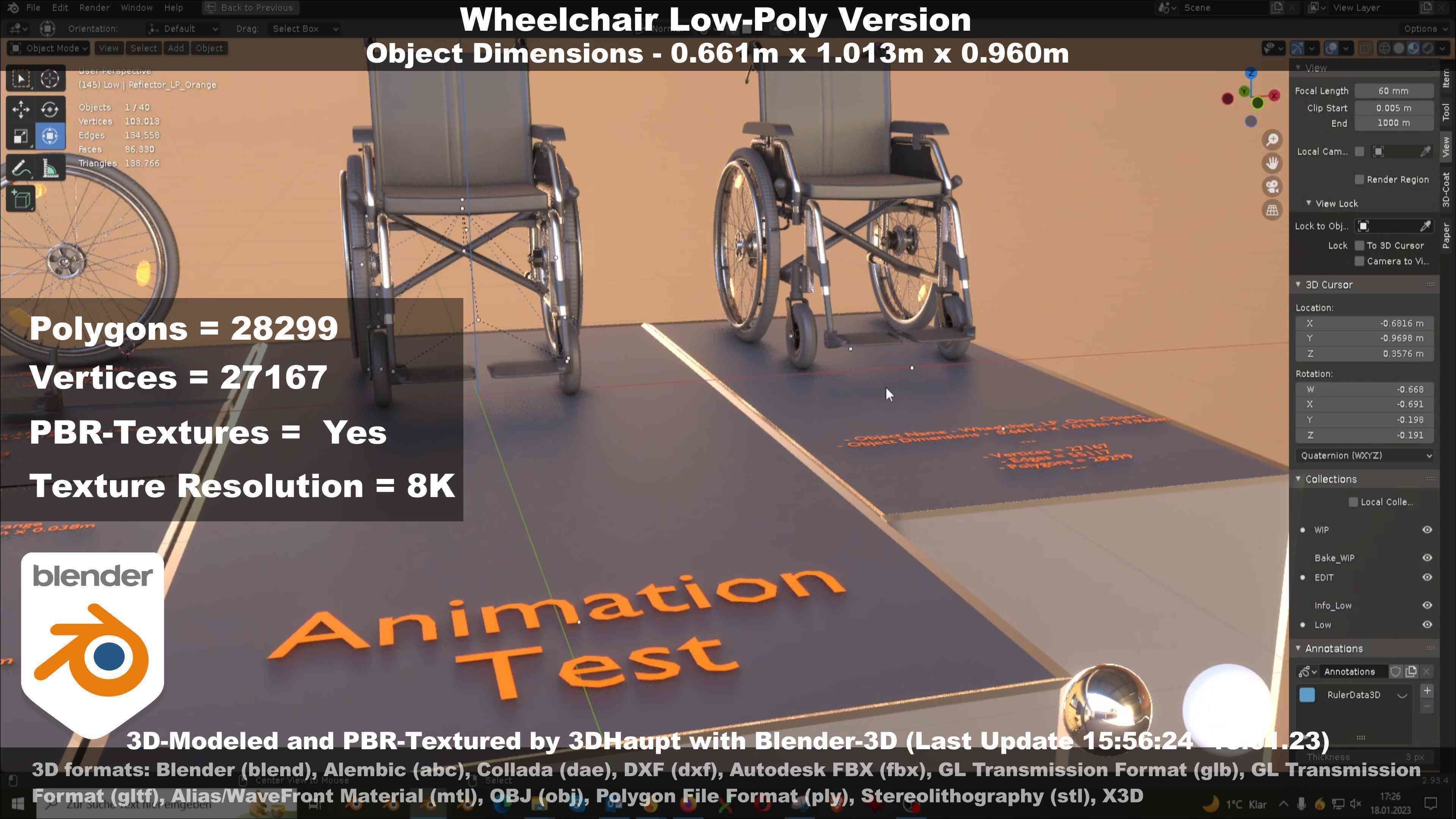 Wheelchair High-Poly and Low-Poly Version 3D Model Collection_40