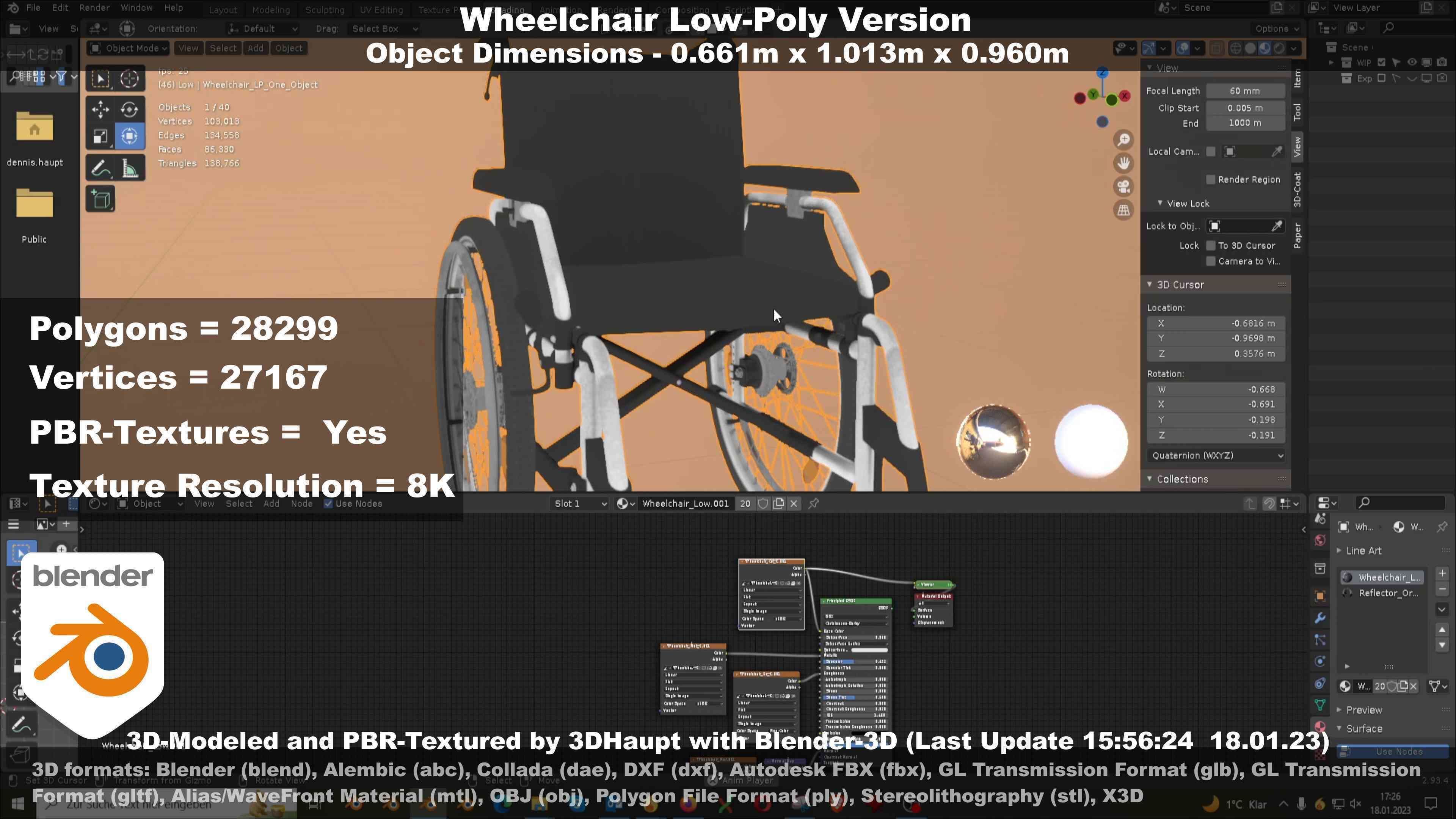 Wheelchair High-Poly and Low-Poly Version 3D Model Collection_50