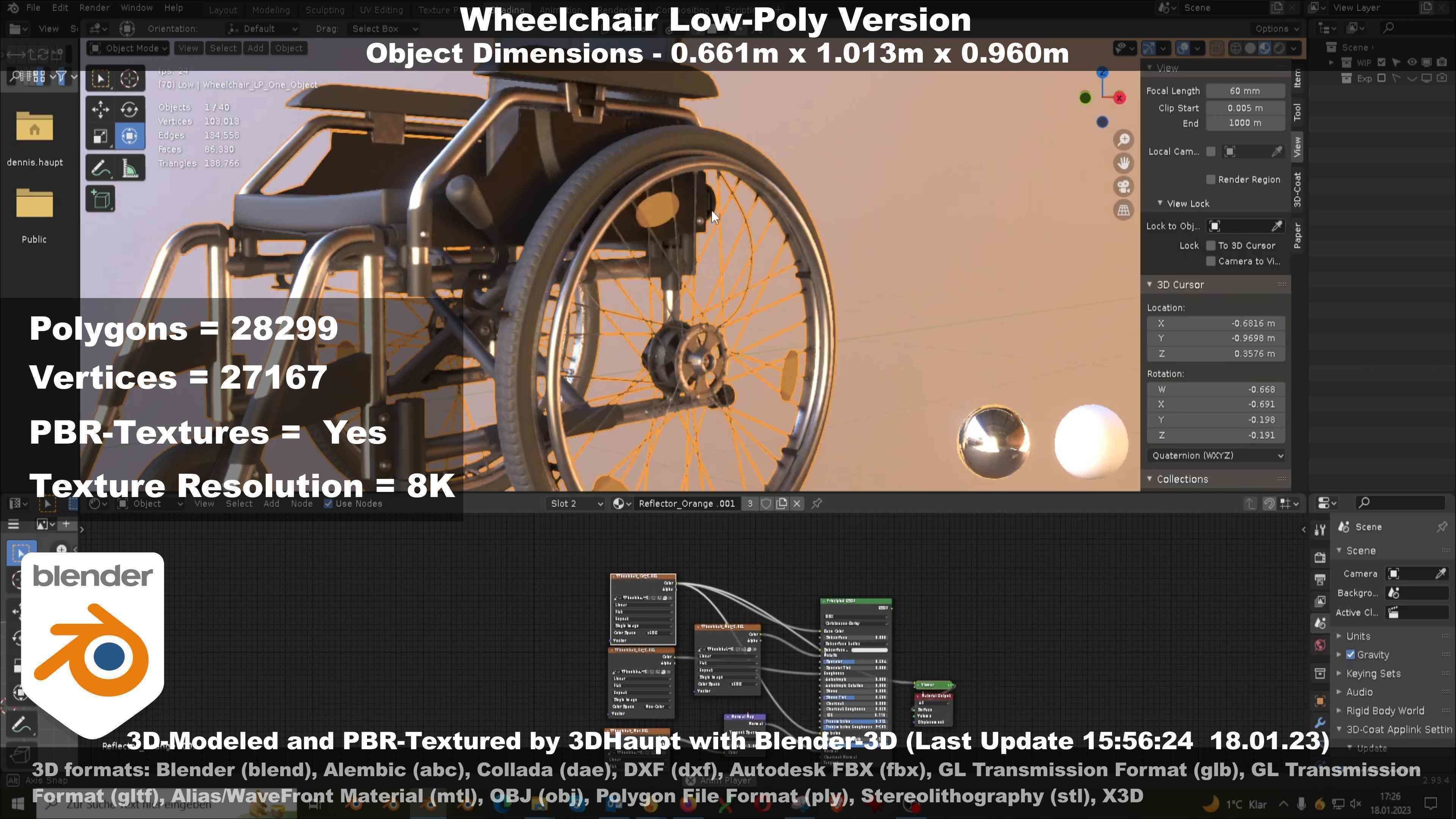 Wheelchair High-Poly and Low-Poly Version 3D Model Collection_72