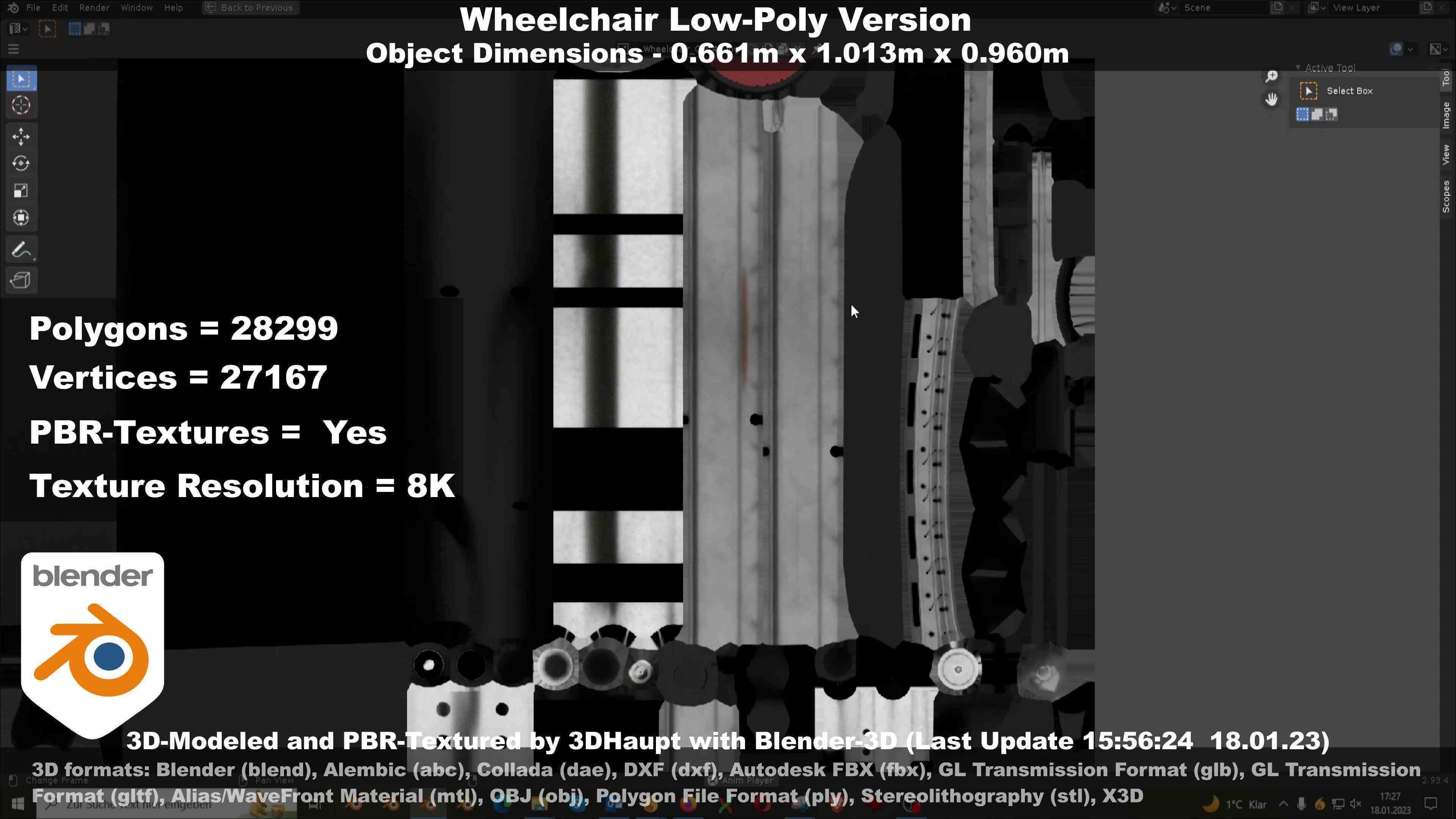 Wheelchair High-Poly and Low-Poly Version 3D Model Collection_77