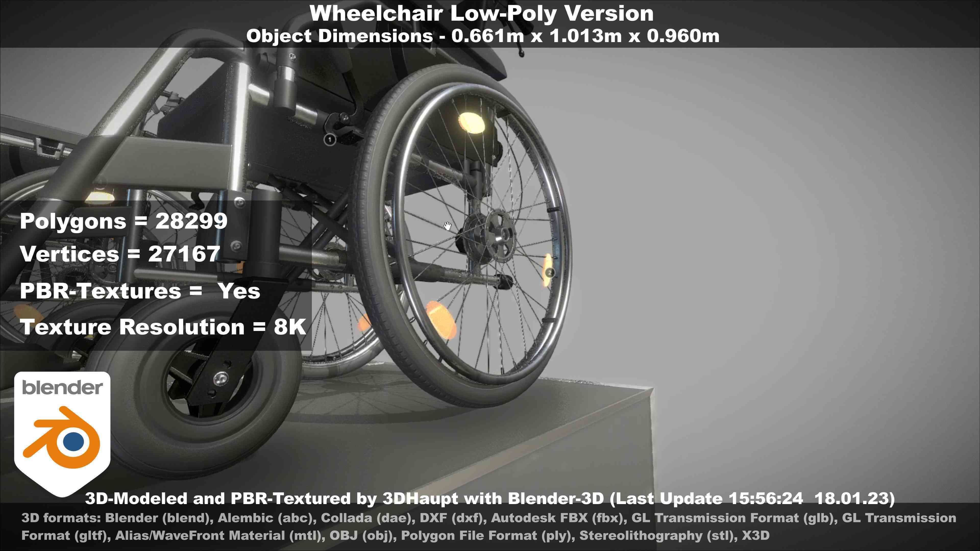 Wheelchair High-Poly and Low-Poly Version 3D Model Collection_74